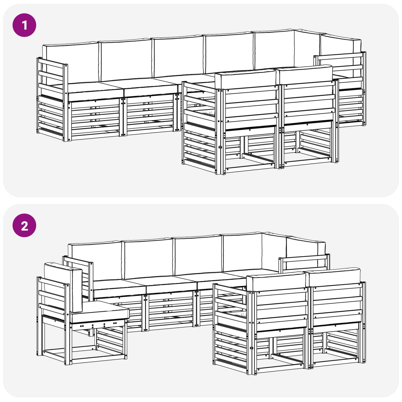 Set vanjskih sofa 8 pcs Bijela i antracit 304 x 126,5 x 73 cm