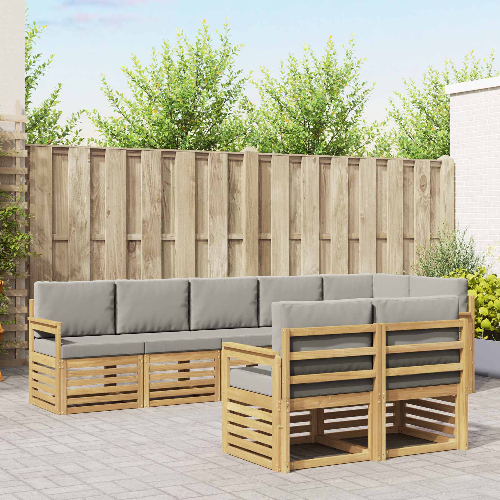 Set vanjskih sofa 8 pcs Bijela i svjetlosiva