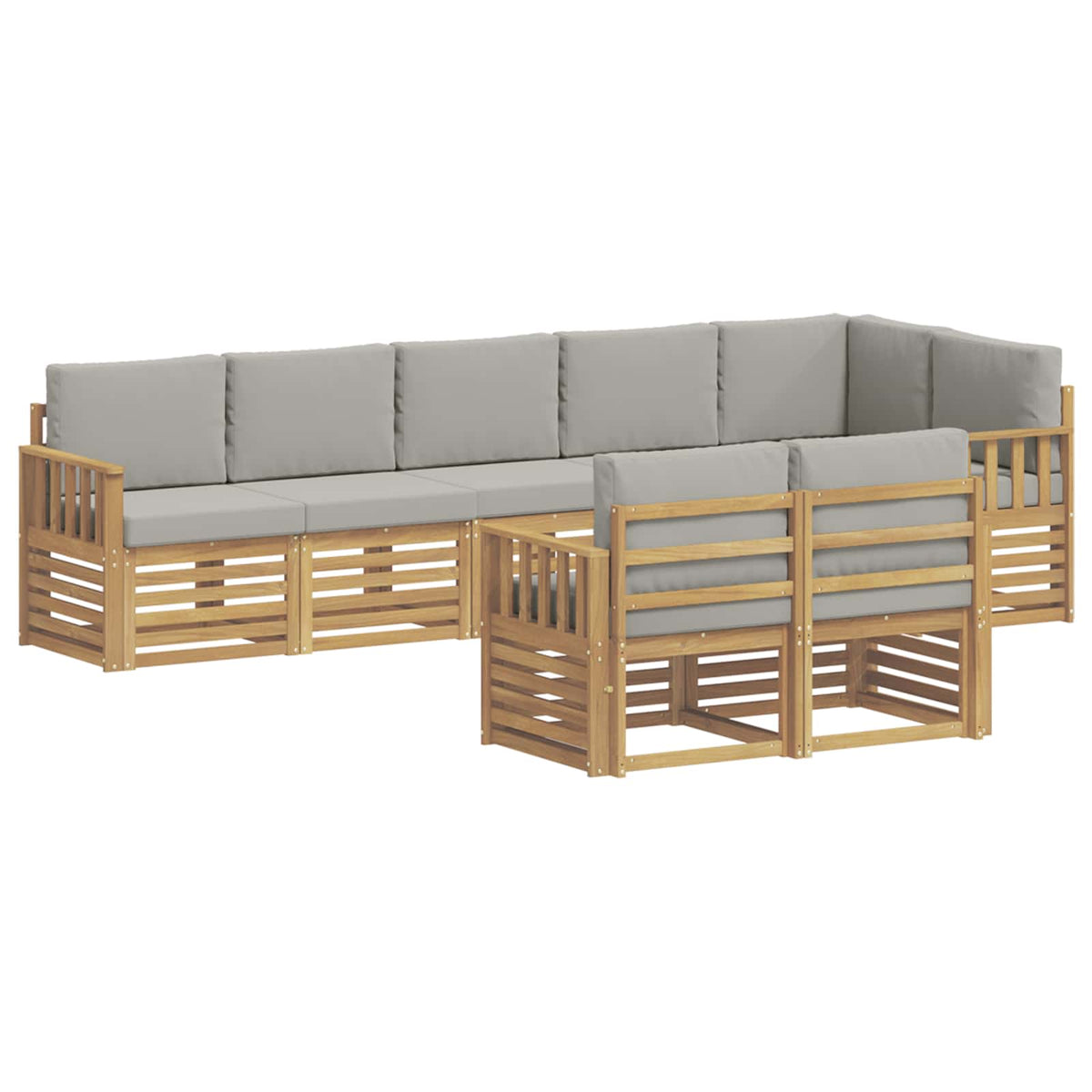 Set vanjskih sofa 8 kom. Bijela i svjetlosiva Poliester 306 x 128,5 x 73 cm