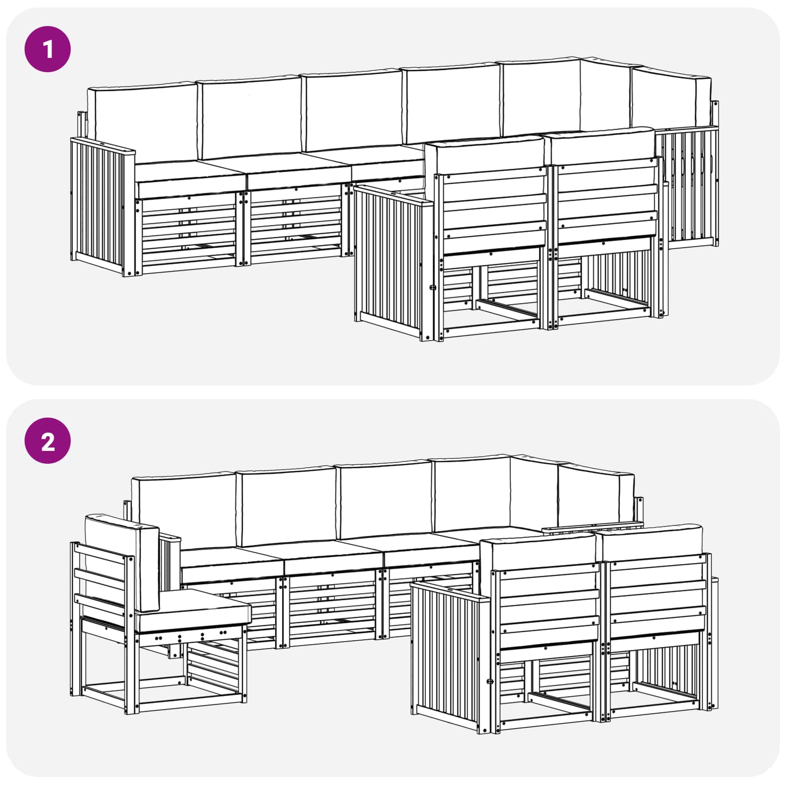 Set vanjskih sofa 8 pcs Bijela i krem 306 x 128,5 x 73 cm