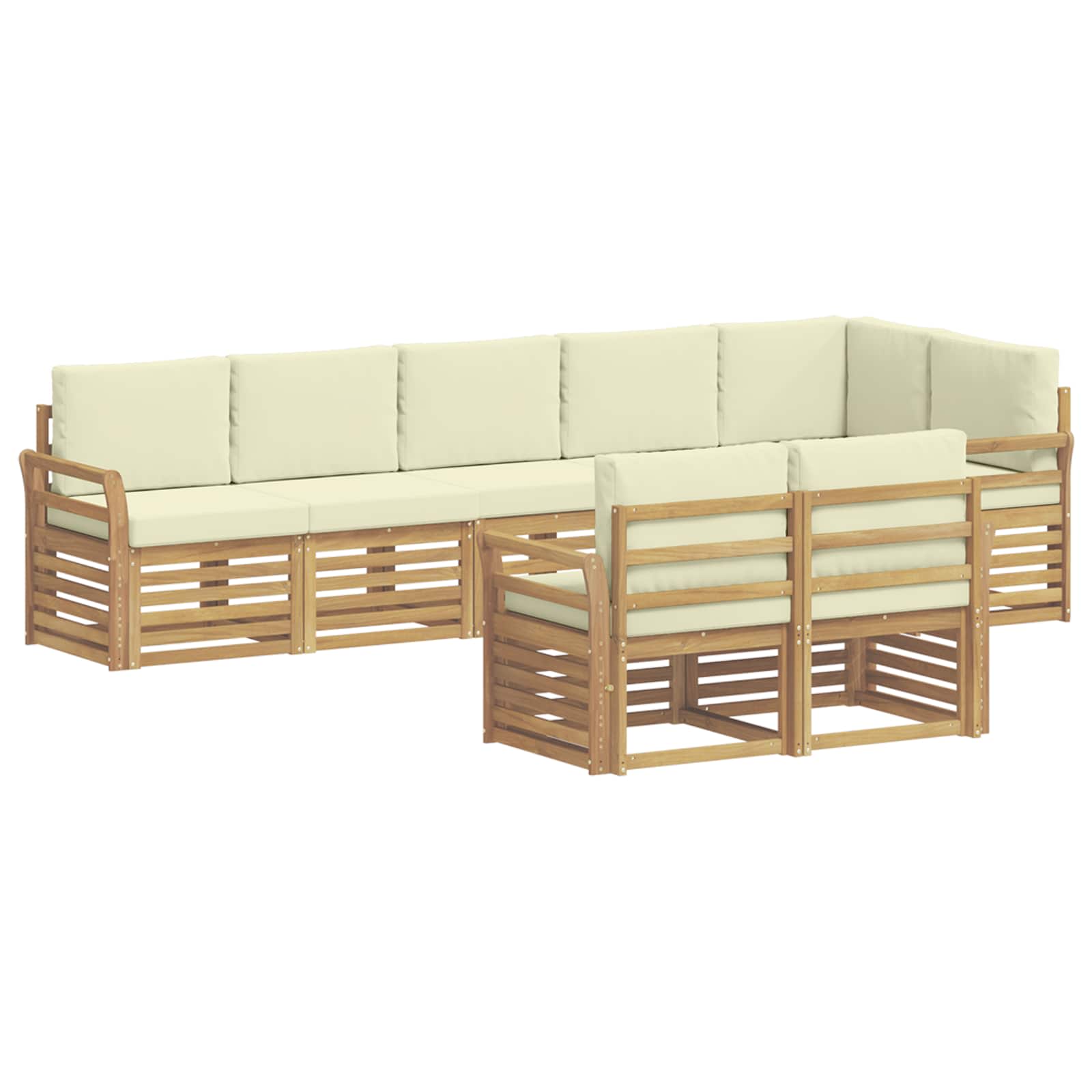 Set vanjskih sofa 8 pcs Bijela i krem 308 x 130,5 x 73 cm
