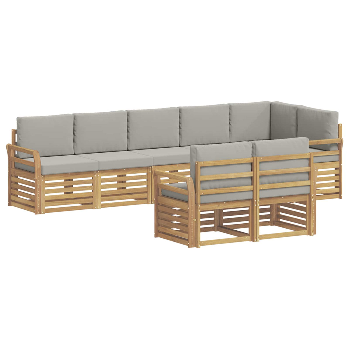 Set vanjskih sofa 8 kom. Bijela i svjetlosiva Poliester 308 x 130,5 x 73 cm