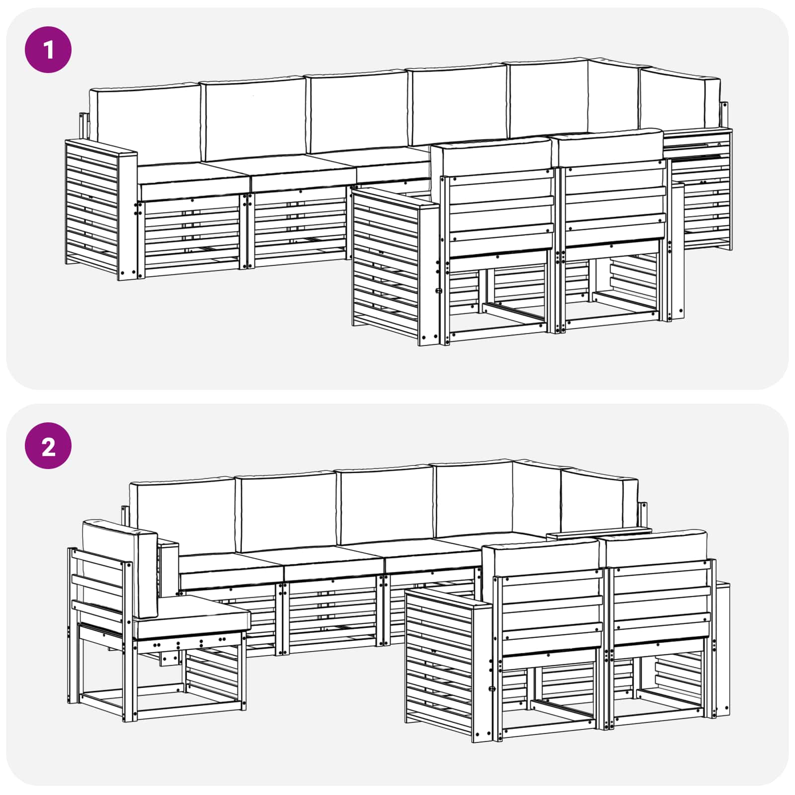 Set vanjskih sofa 8 pcs Bijela i antracit 310 x 132,5 x 73 cm
