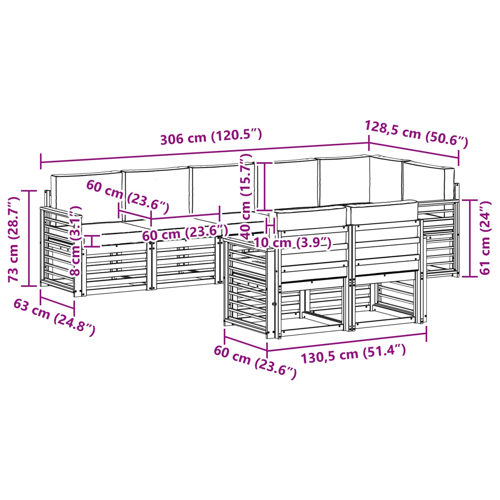 Set vanjskih sofa 8 pcs Bijela i svjetlosiva