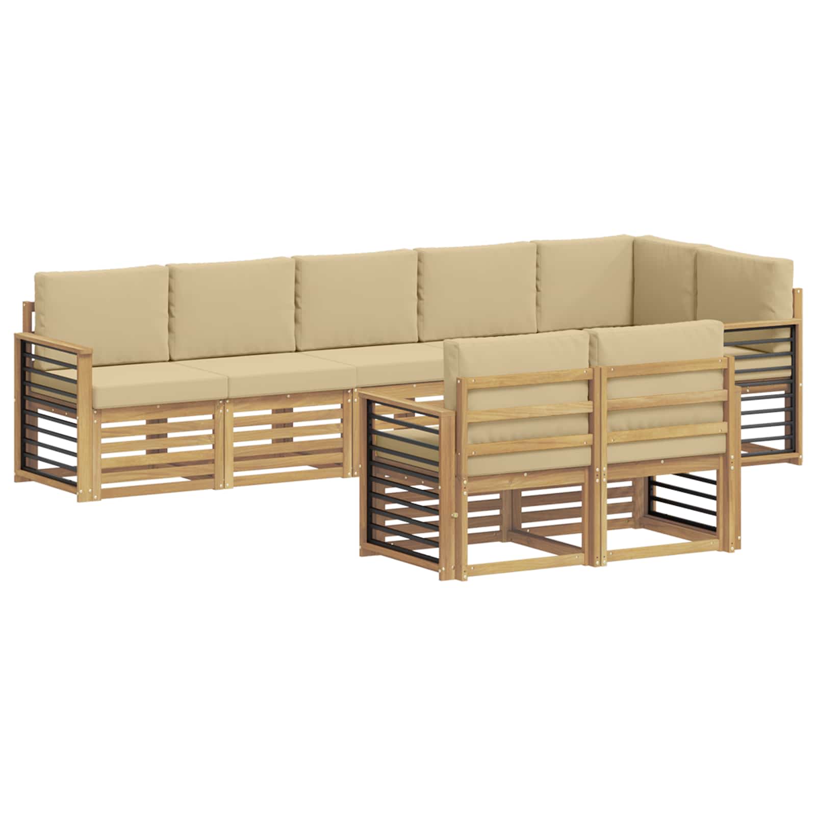 Set vanjskih sofa 8 pcs Bijela i bež 306 x 128,5 x 73 cm