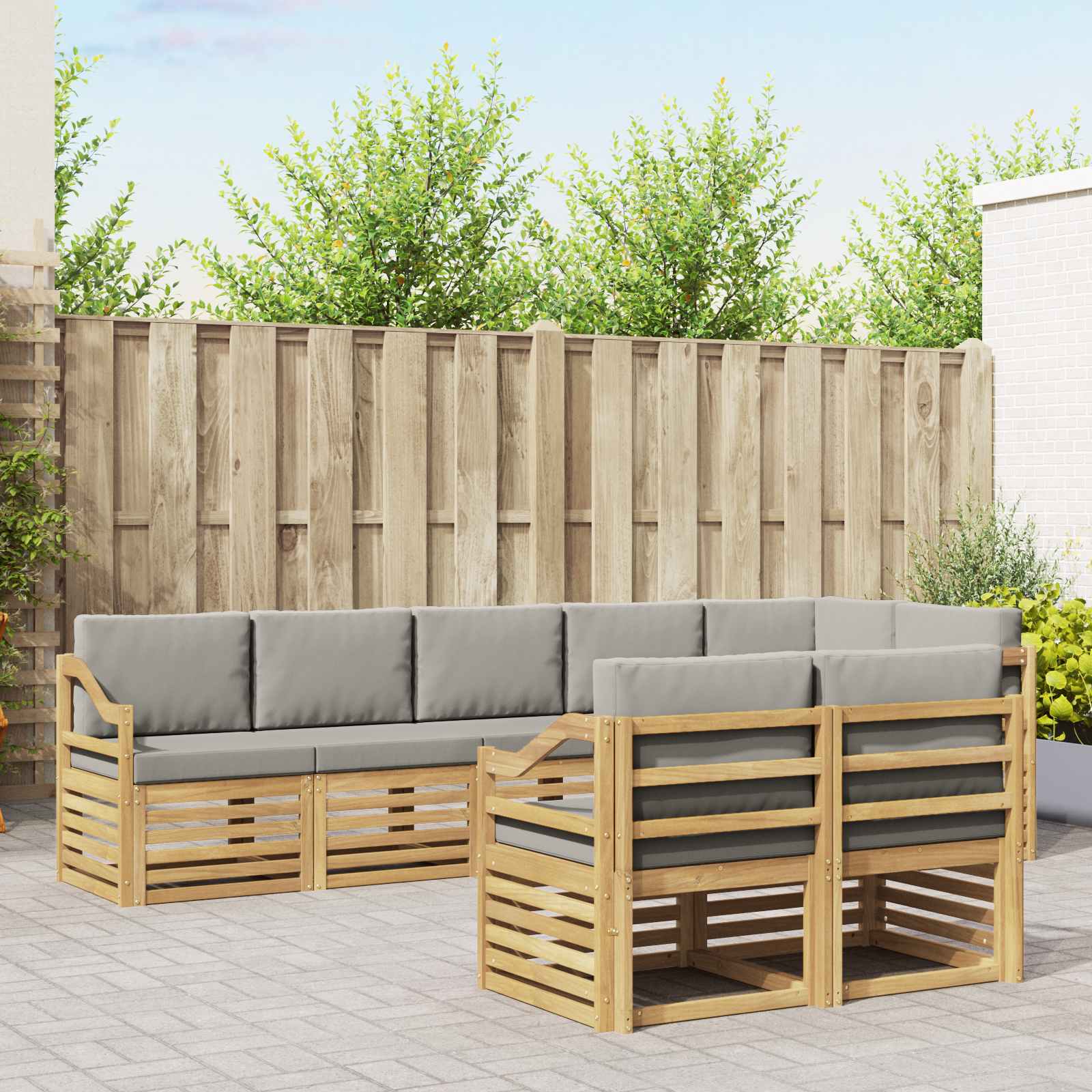 Set vanjskih sofa 8 pcs Bijela i svjetlosiva