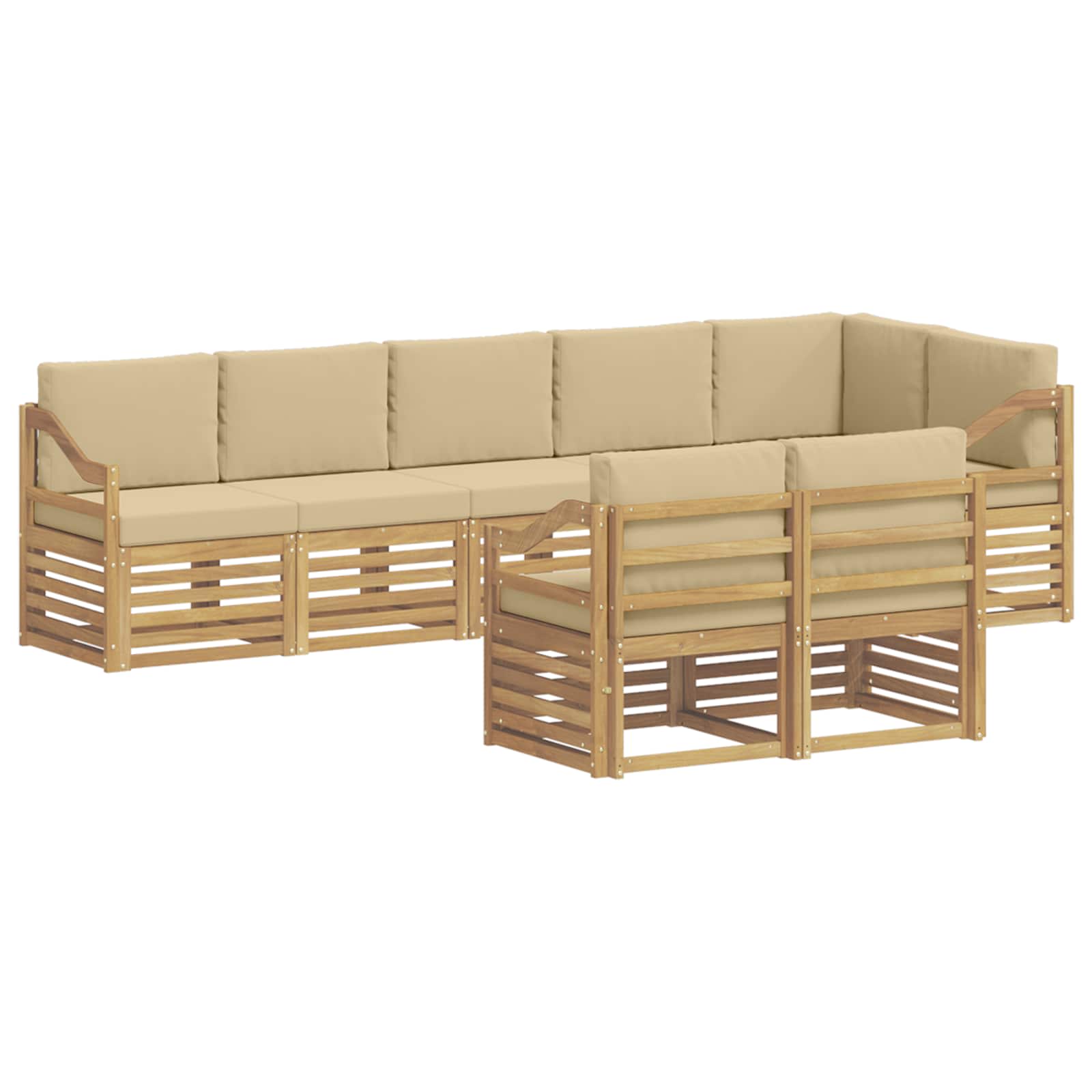 Set vanjskih sofa 8 pcs Bijela i bež 304 x 126,5 x 73 cm
