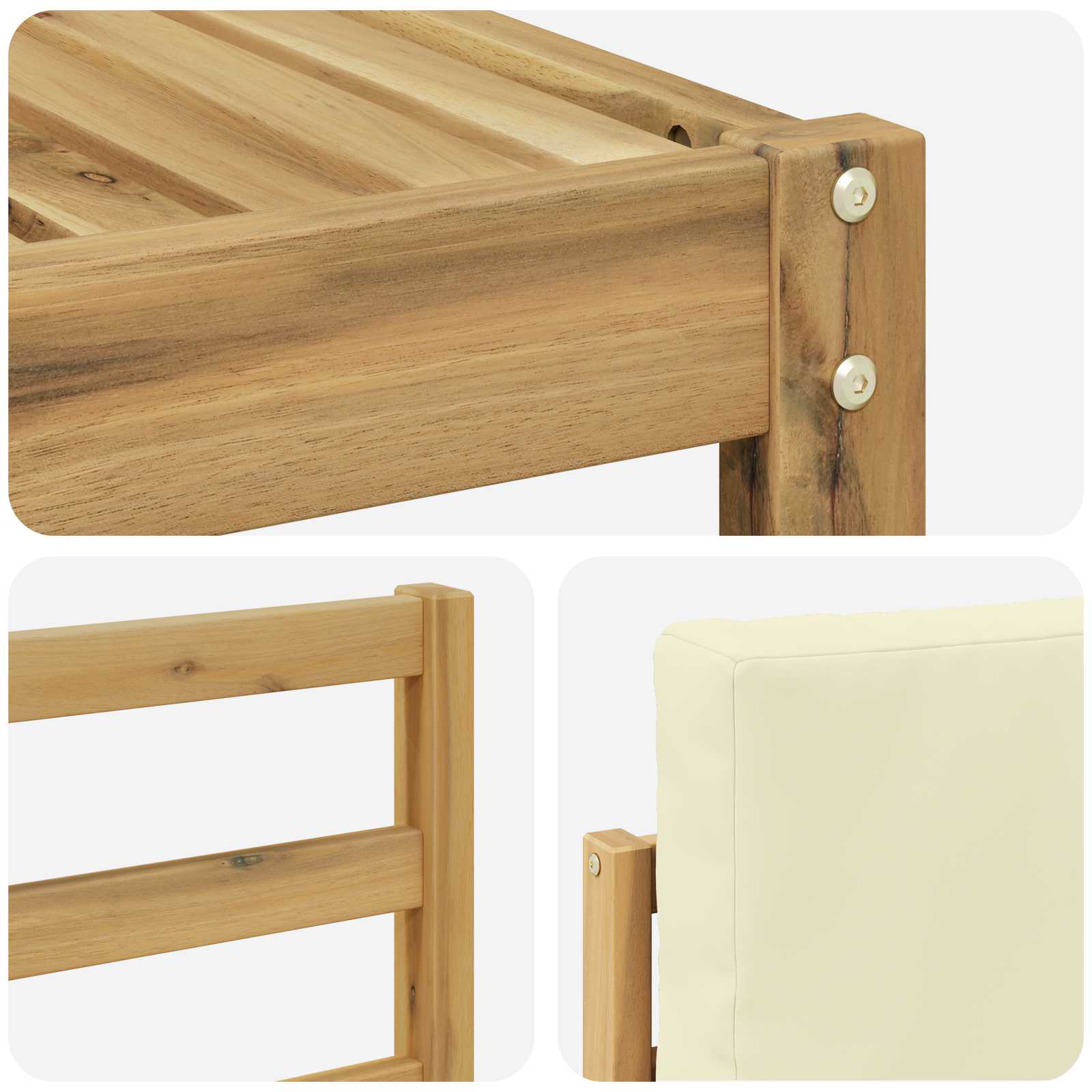 Setovi sofa s jastukom 9 pcs Bijela i krem Čvrsto drvo akacije