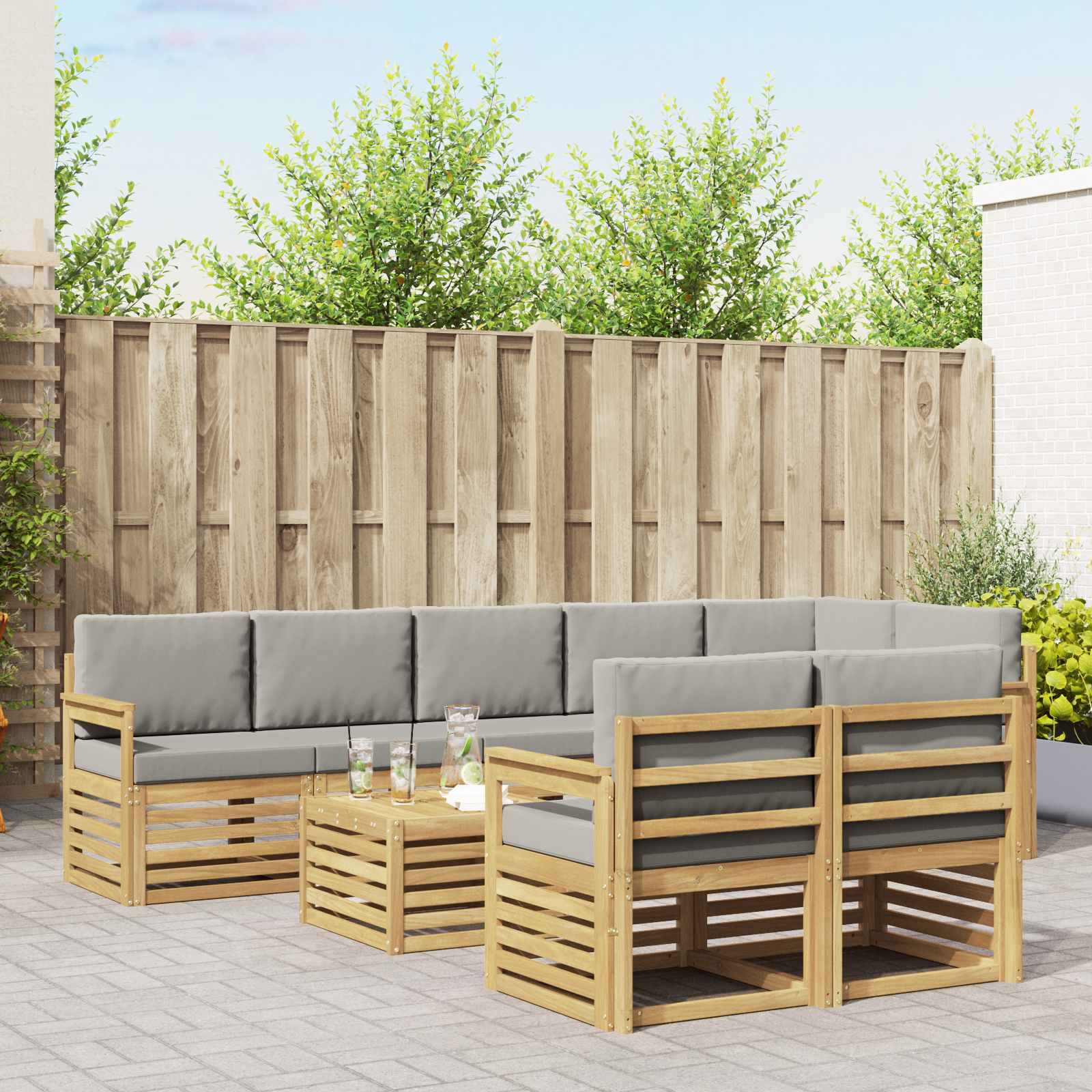 Set vanjskih sofa 8 pcs Bijela i svjetlosiva 59 x 59 x 37 cm