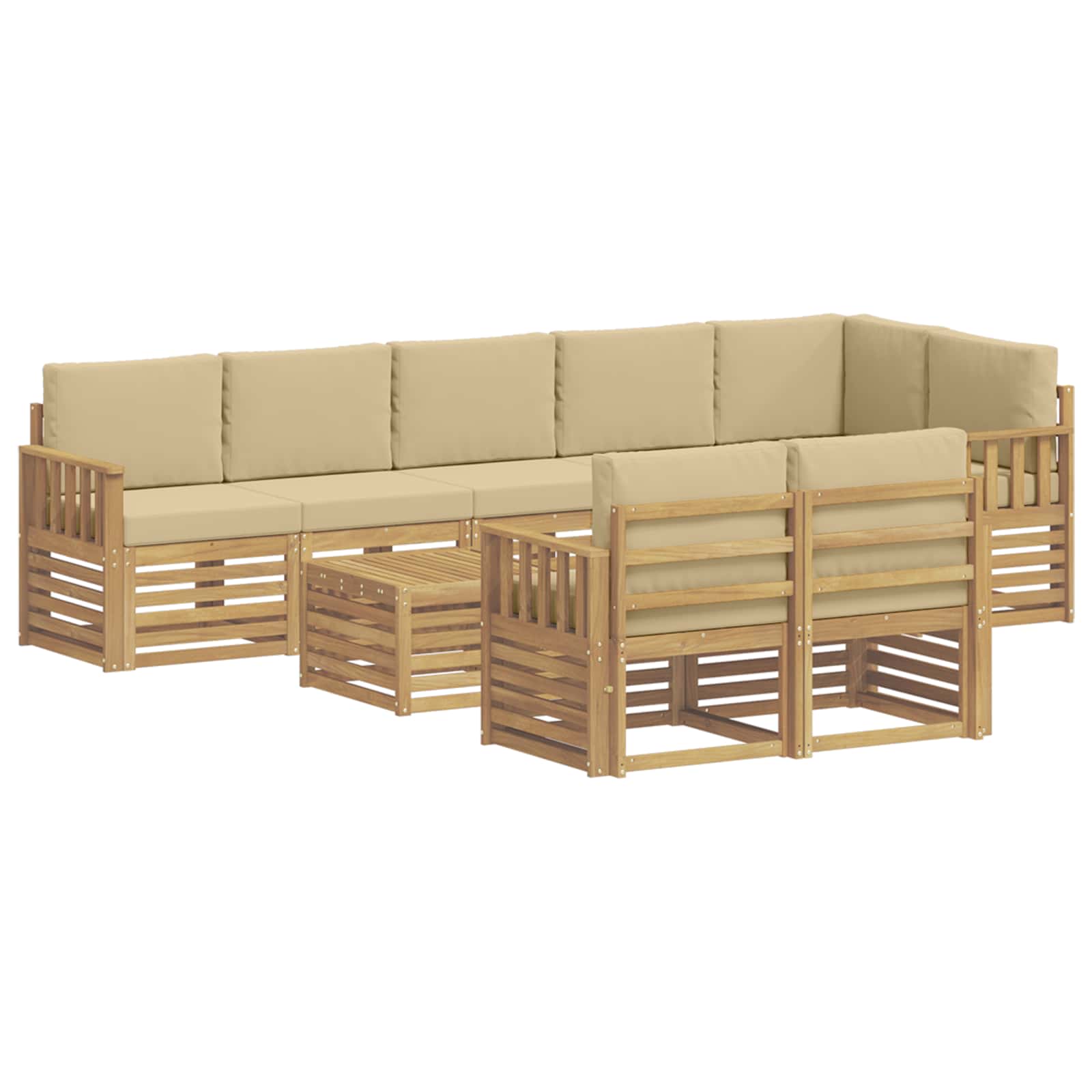 Set vanjskih sofa 8 pcs Bijela i bež 59 x 59 x 37 cm Poliester