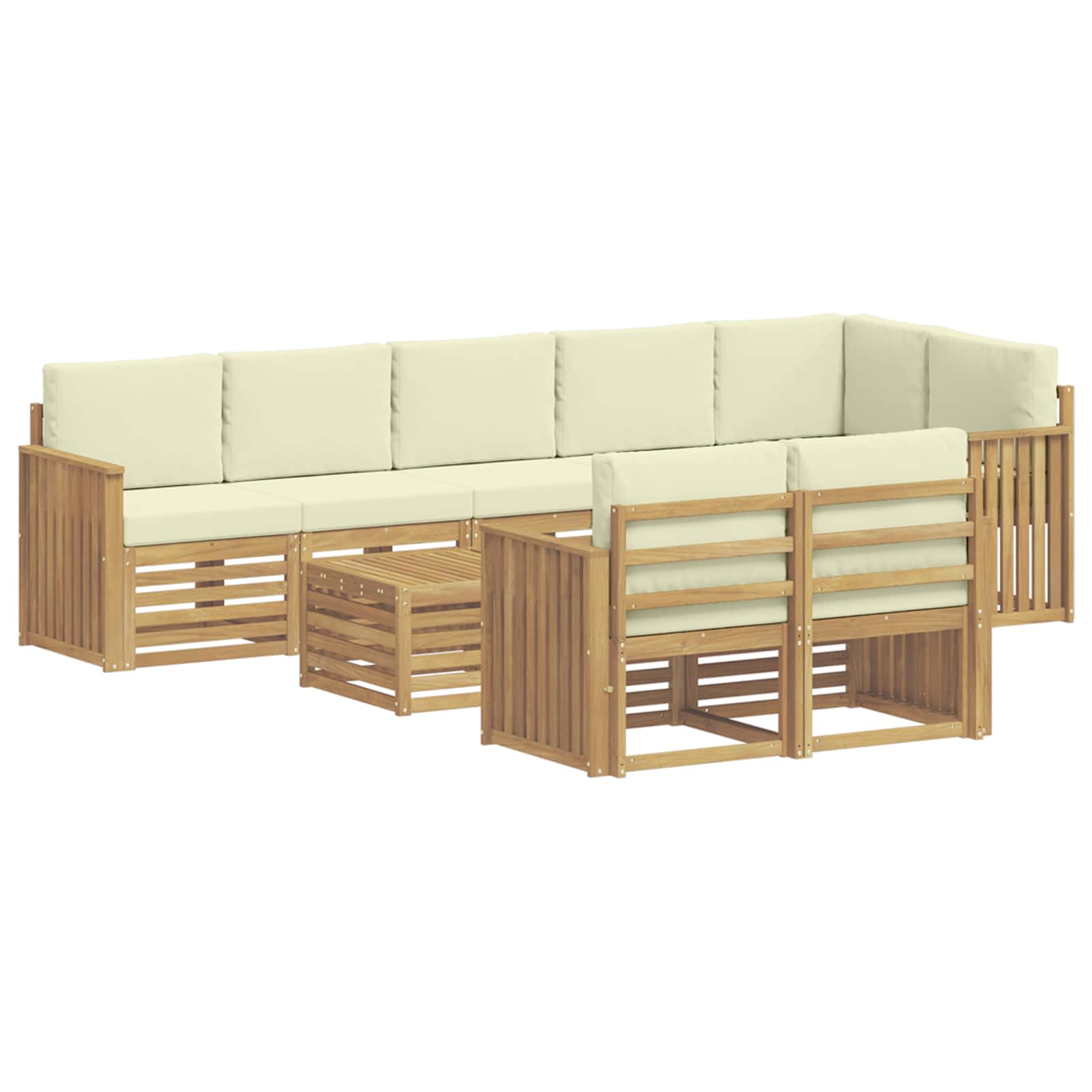 Set vanjskih sofa 9 pcs Bijela i krem 59 x 59 x 37 cm Poliester