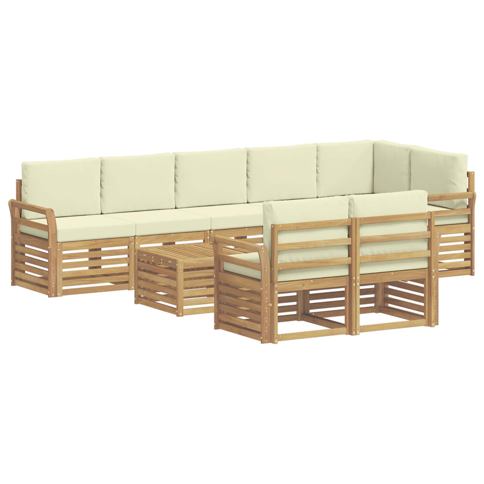 Set vanjskih sofa 9 pcs Bijela i krem 59 x 59 x 37 cm Poliester