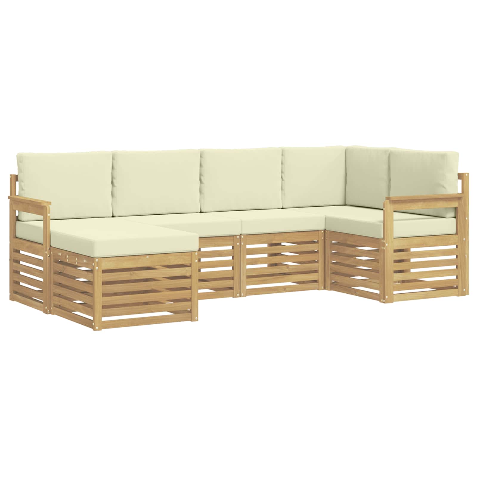 Set vanjskih sofa 6 pcs Bijela i krem Poliester