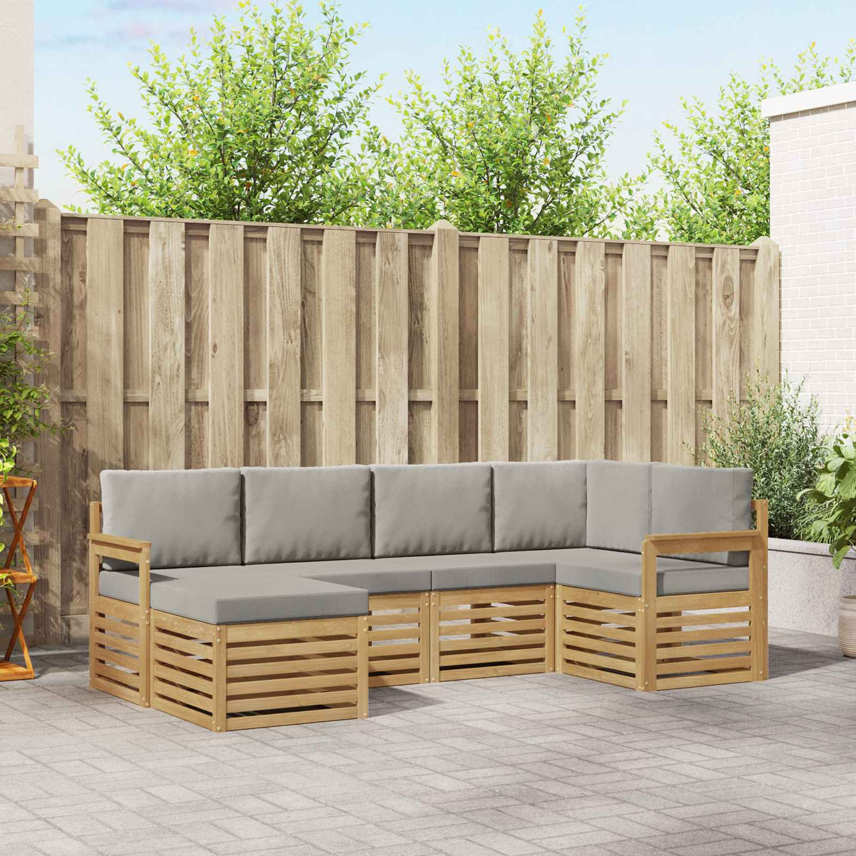 Set vanjskih sofa 6 kom. Bijela i svjetlosiva Poliester 247 x 128,5 x 73 cm
