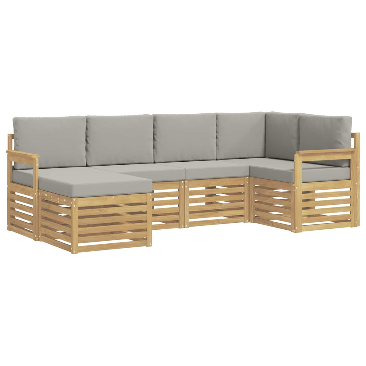 Set vanjskih sofa 6 kom. Bijela i svjetlosiva Poliester 247 x 128,5 x 73 cm