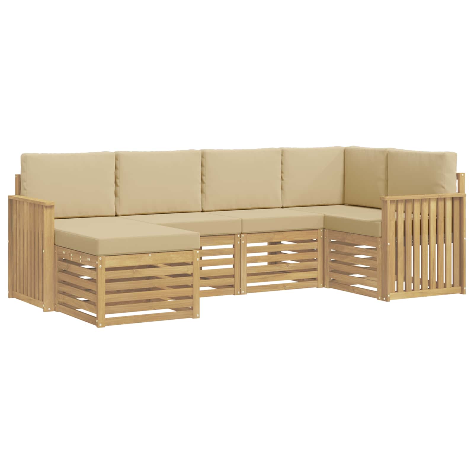 Set vanjskih sofa 6 pcs Bijela i bež Poliester