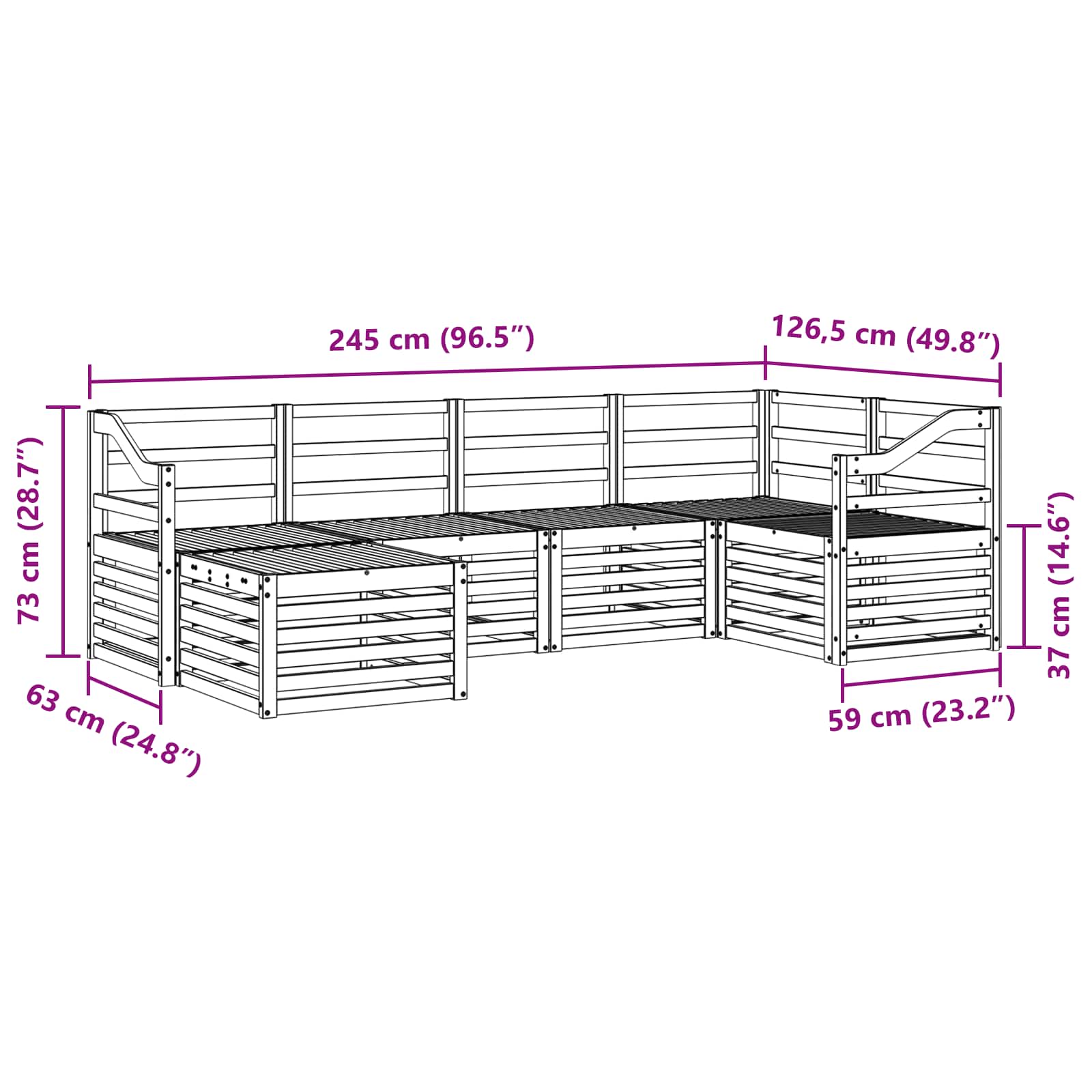 Set vanjskih sofa 6 pcs Bijela Poliester