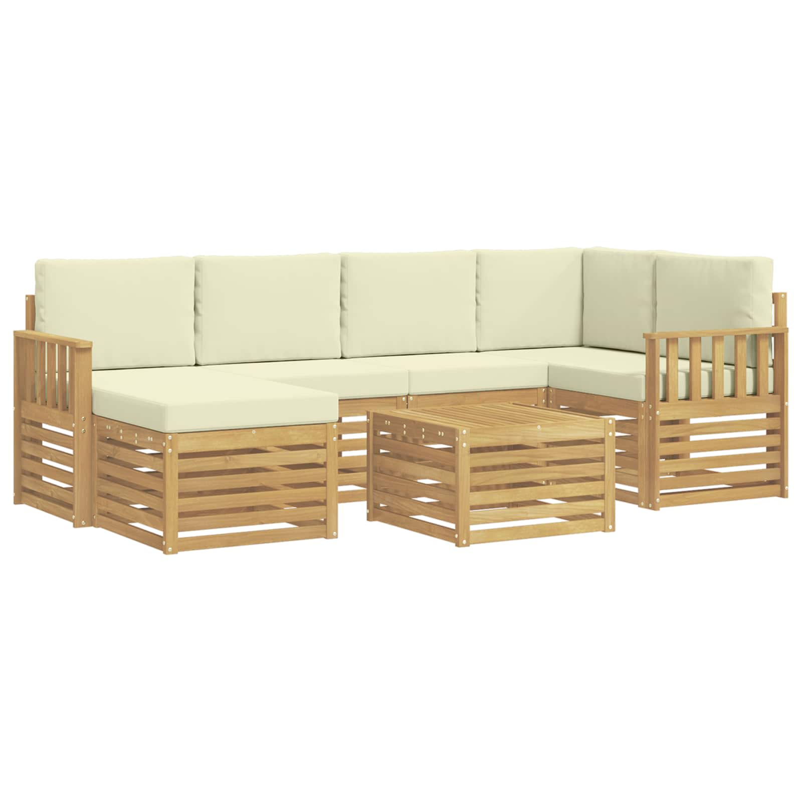 Set vanjskih sofa 7 pcs Bijela i krem Poliester
