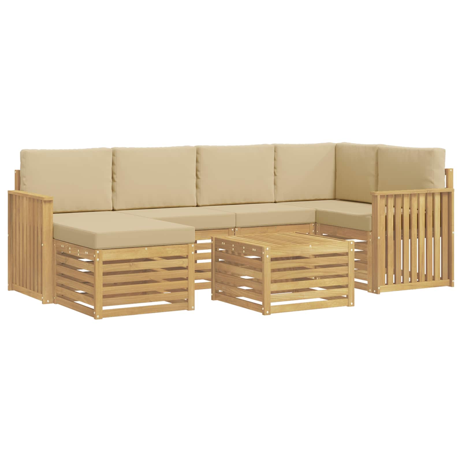 Set vanjskih sofa 7 pcs Bijela i bež Poliester