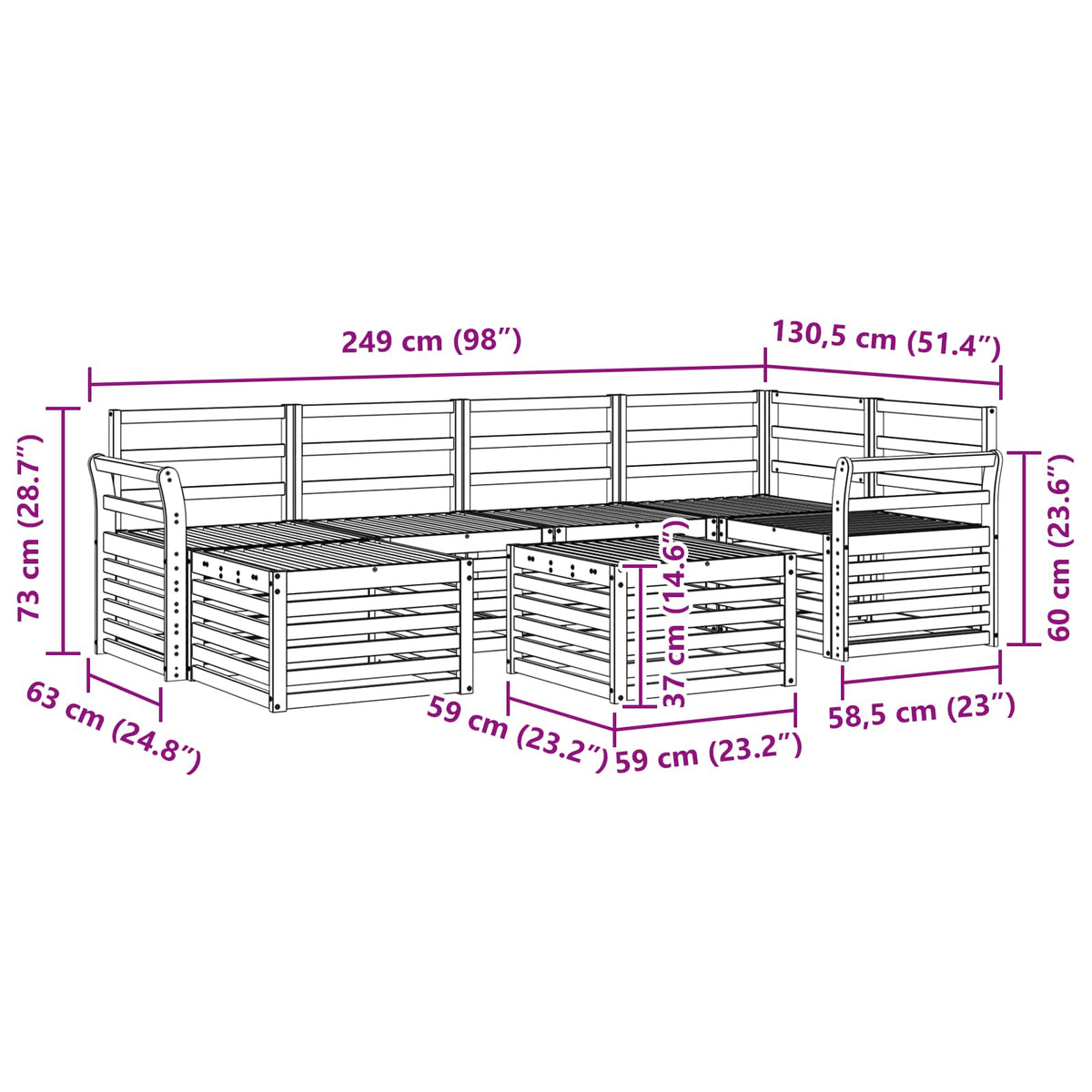 Set vanjskih sofa 7 kom. Bijela Poliester