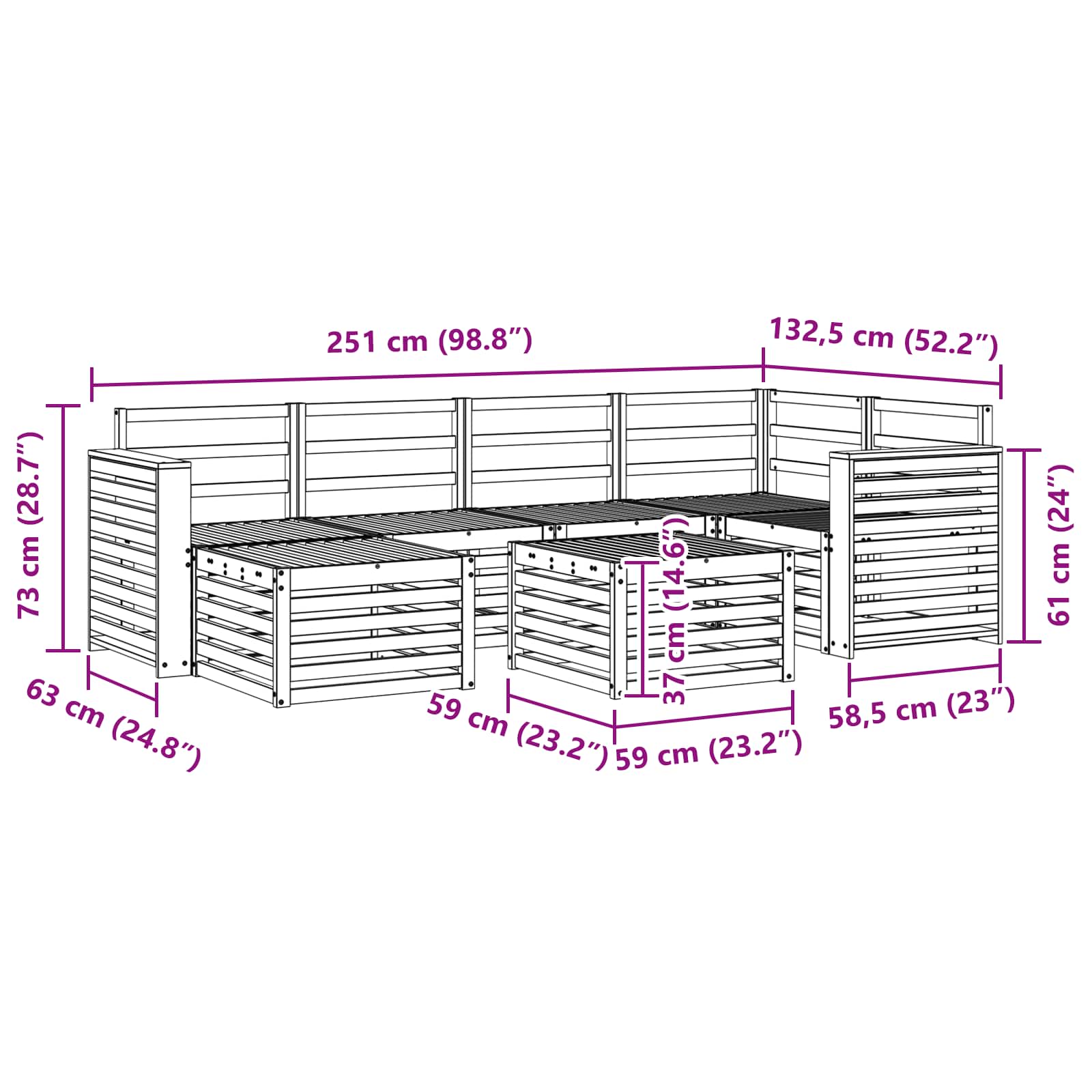 Set vanjskih sofa 7 pcs Bijela Poliester