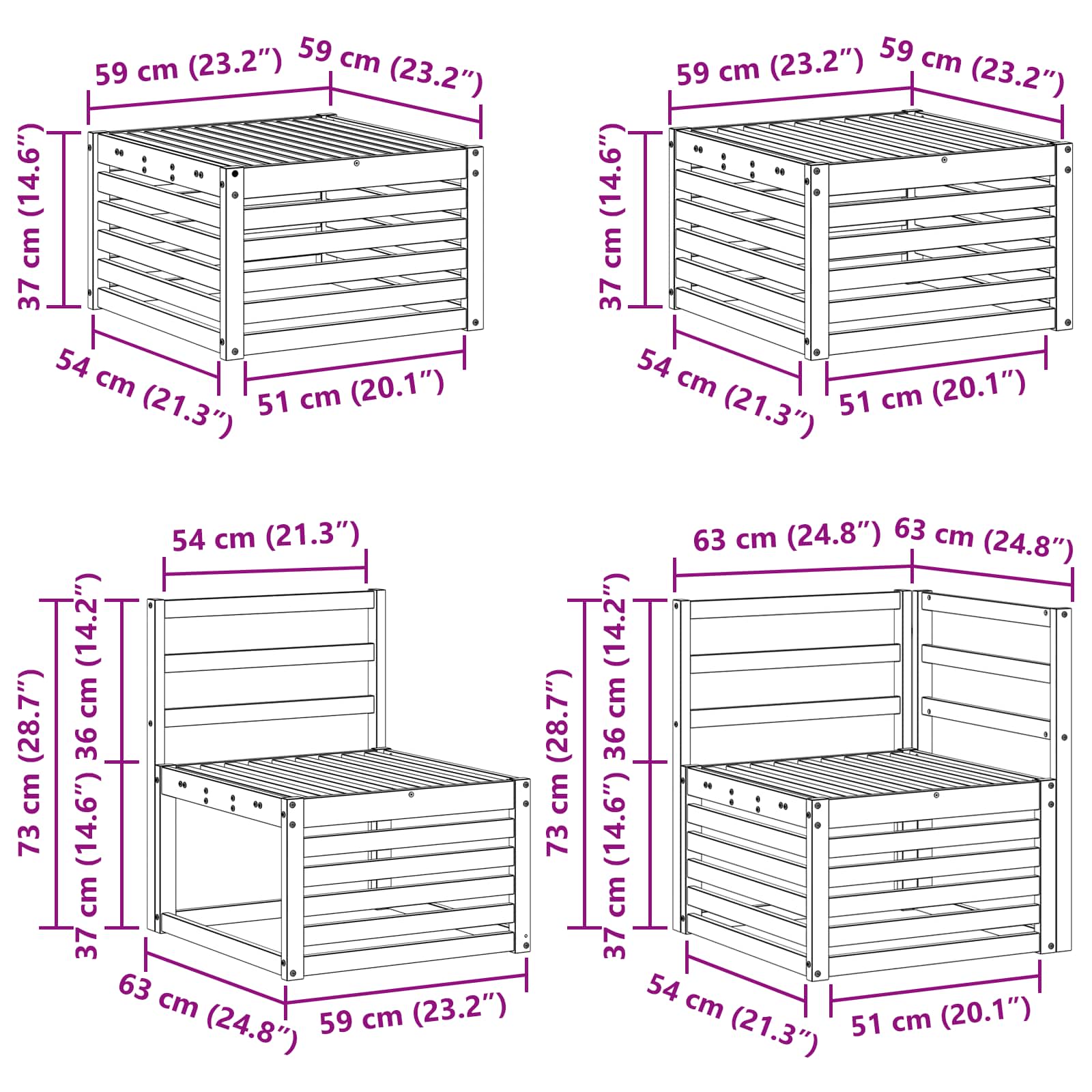 Set vanjskih sofa 7 kom. Bijela Poliester
