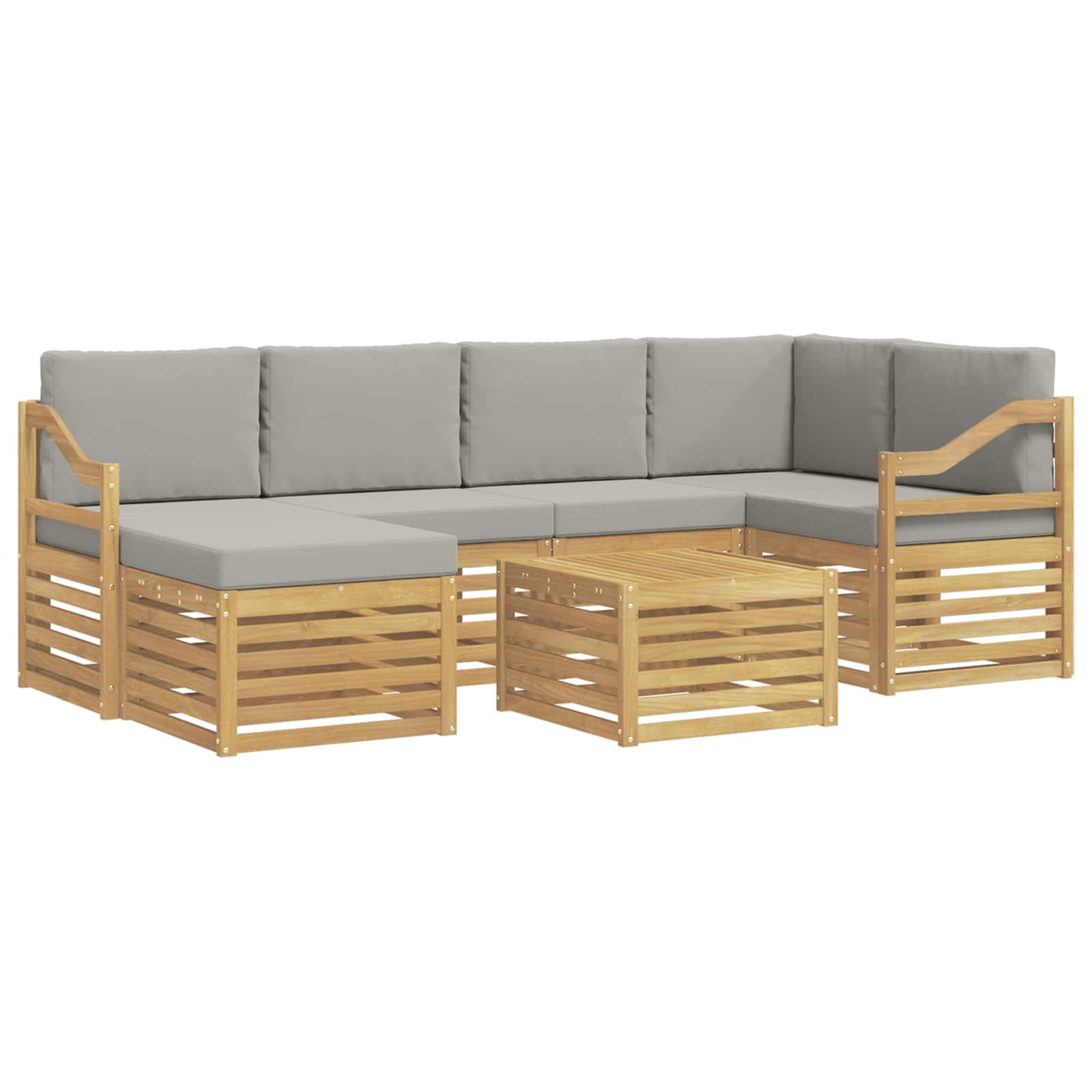 Set vanjskih sofa 7 pcs Bijela i svjetlosiva Poliester