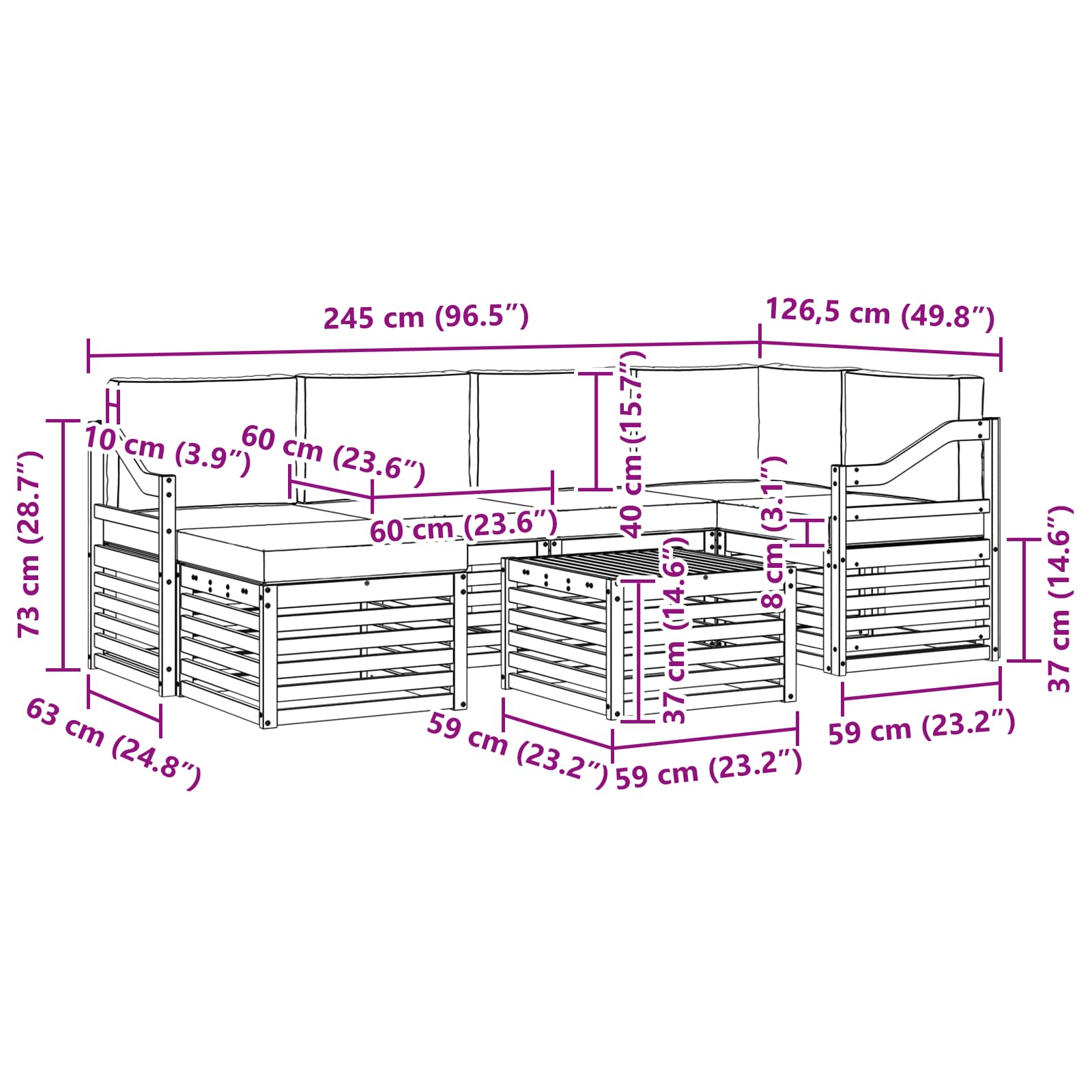 Set vanjskih sofa 7 pcs Bijela i antracit Poliester