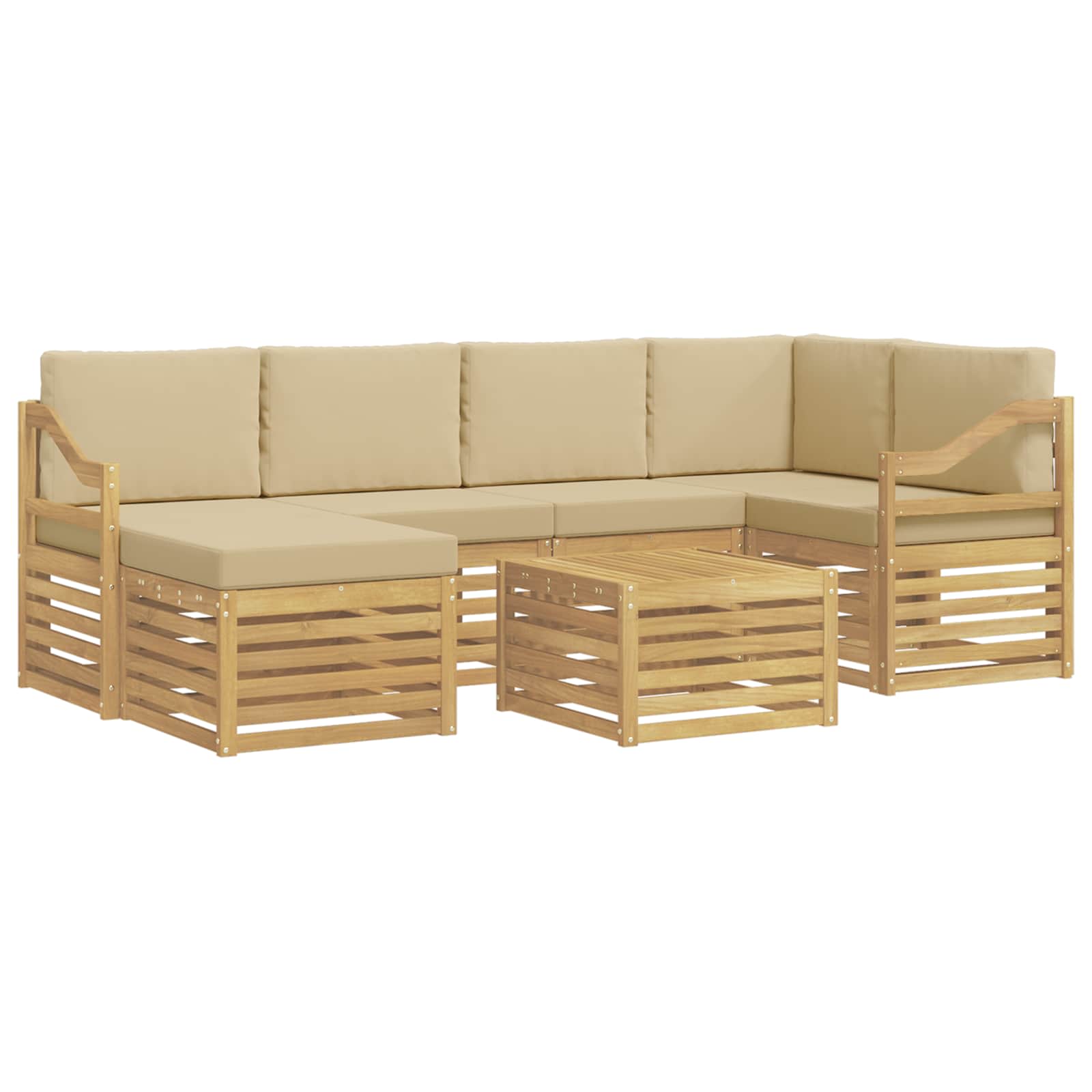 Set vanjskih sofa 7 pcs Bijela i bež Poliester