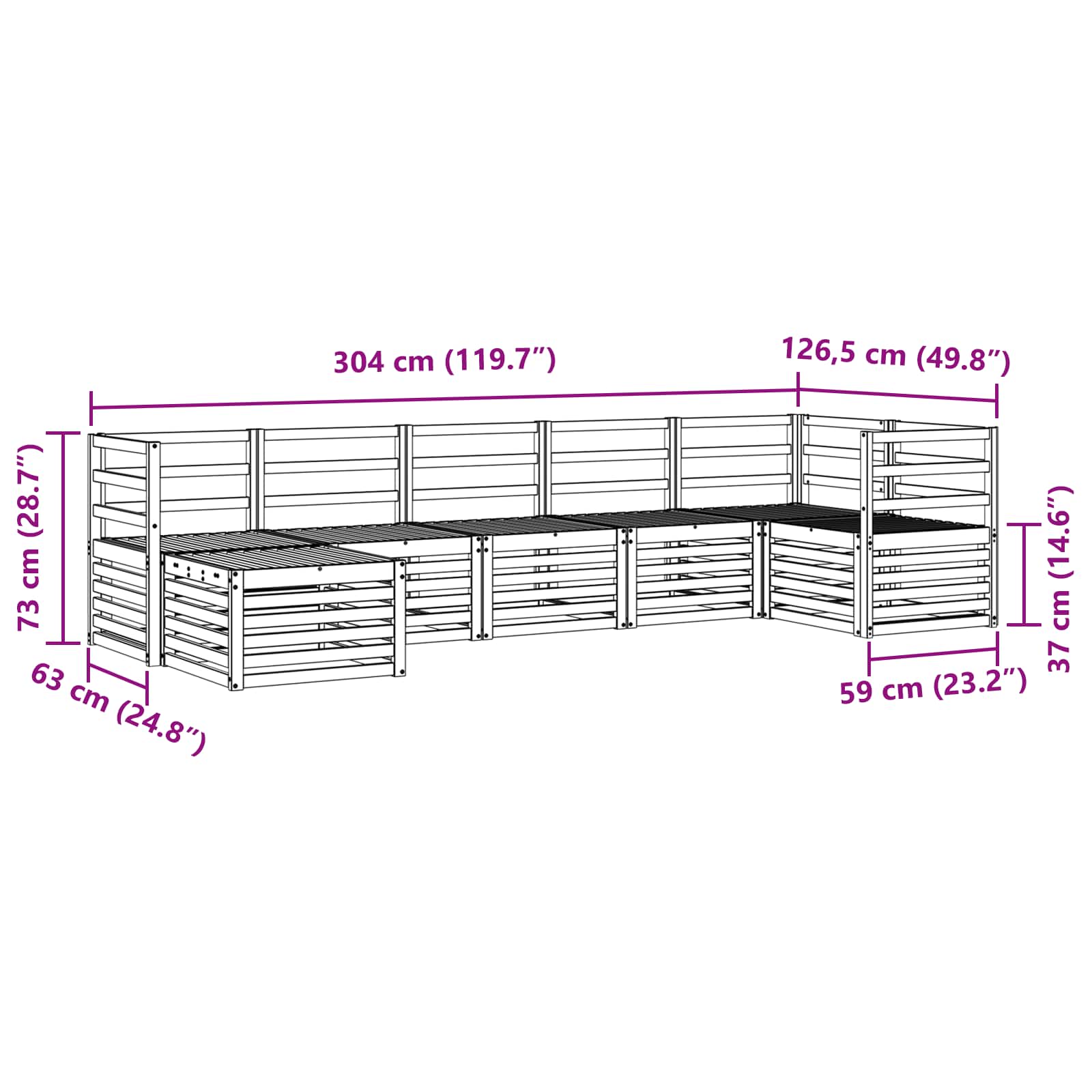 Set vanjskih sofa 7 pcs Bijela
