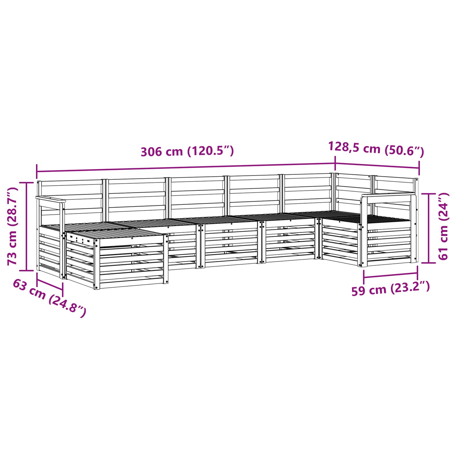 Set vanjskih sofa 7 pcs Bijela