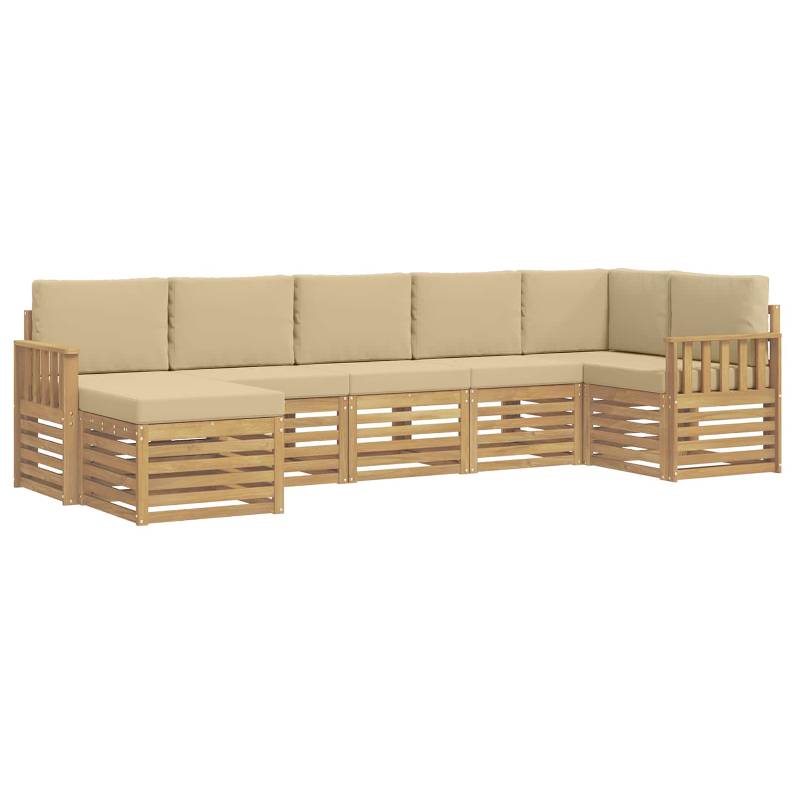 Set vanjskih sofa 6 pcs Bijela i Bež 306 x 128,5 x 73 cm
