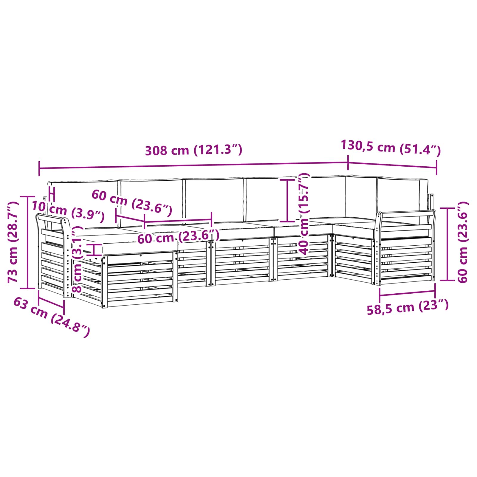 Set vanjskih sofa 7 pcs Bijela i antracit