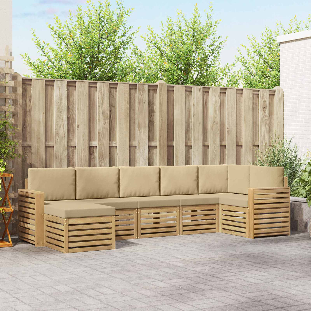 Set vanjskih sofa 7 pcs Bijela i bež