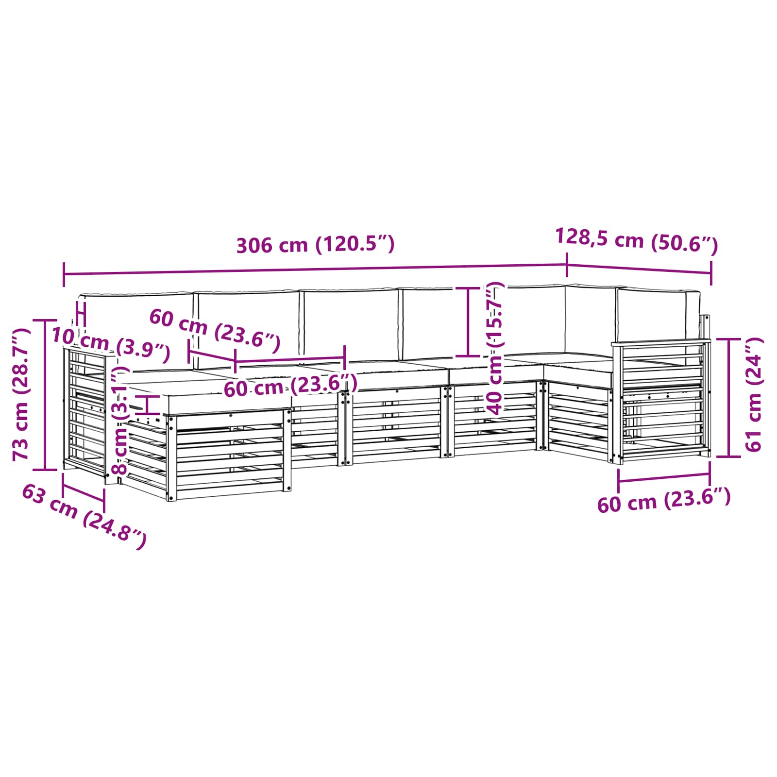 Set vanjskih sofa 7 pcs Bijela i krem