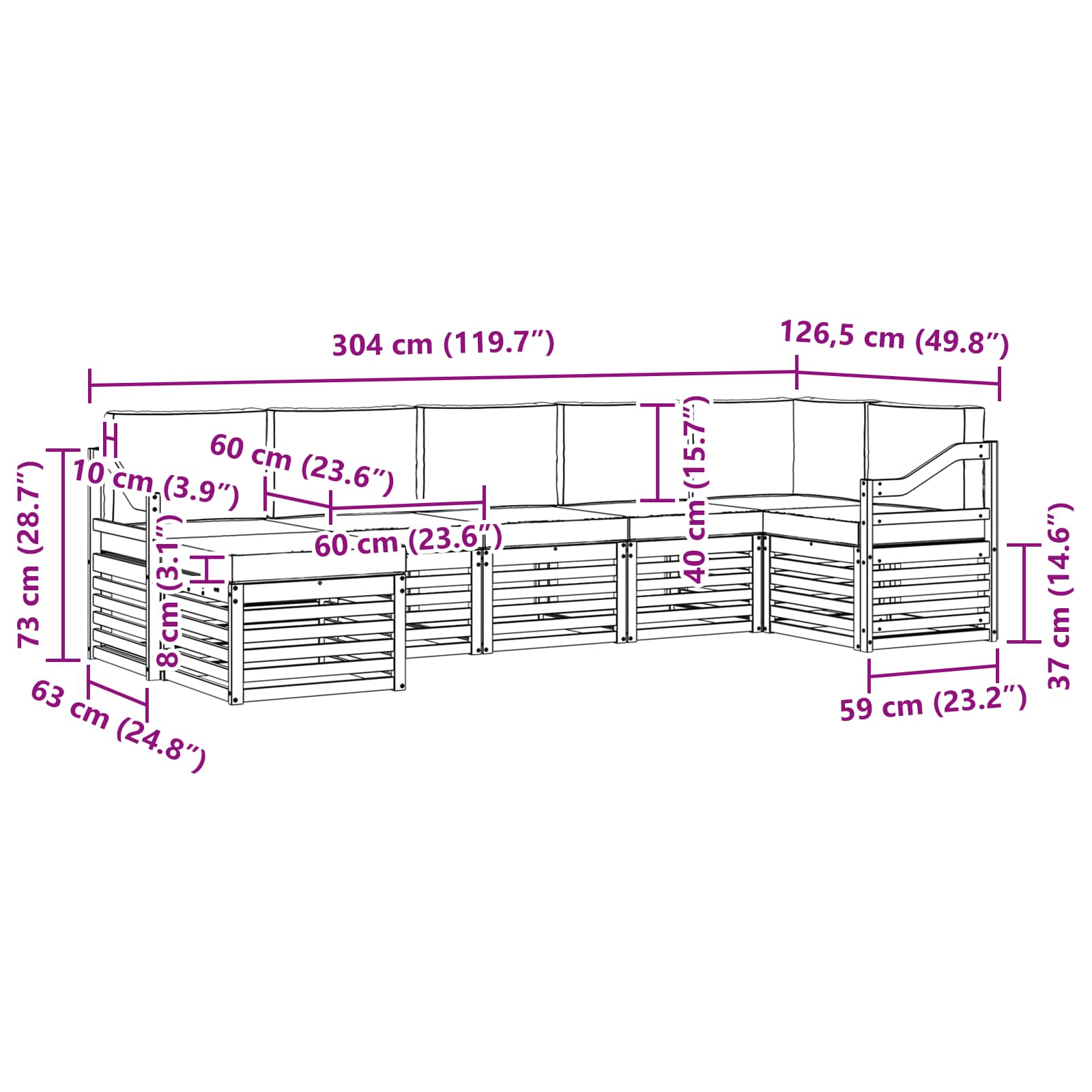 Set vanjskih sofa 7 pcs Bijela i bež