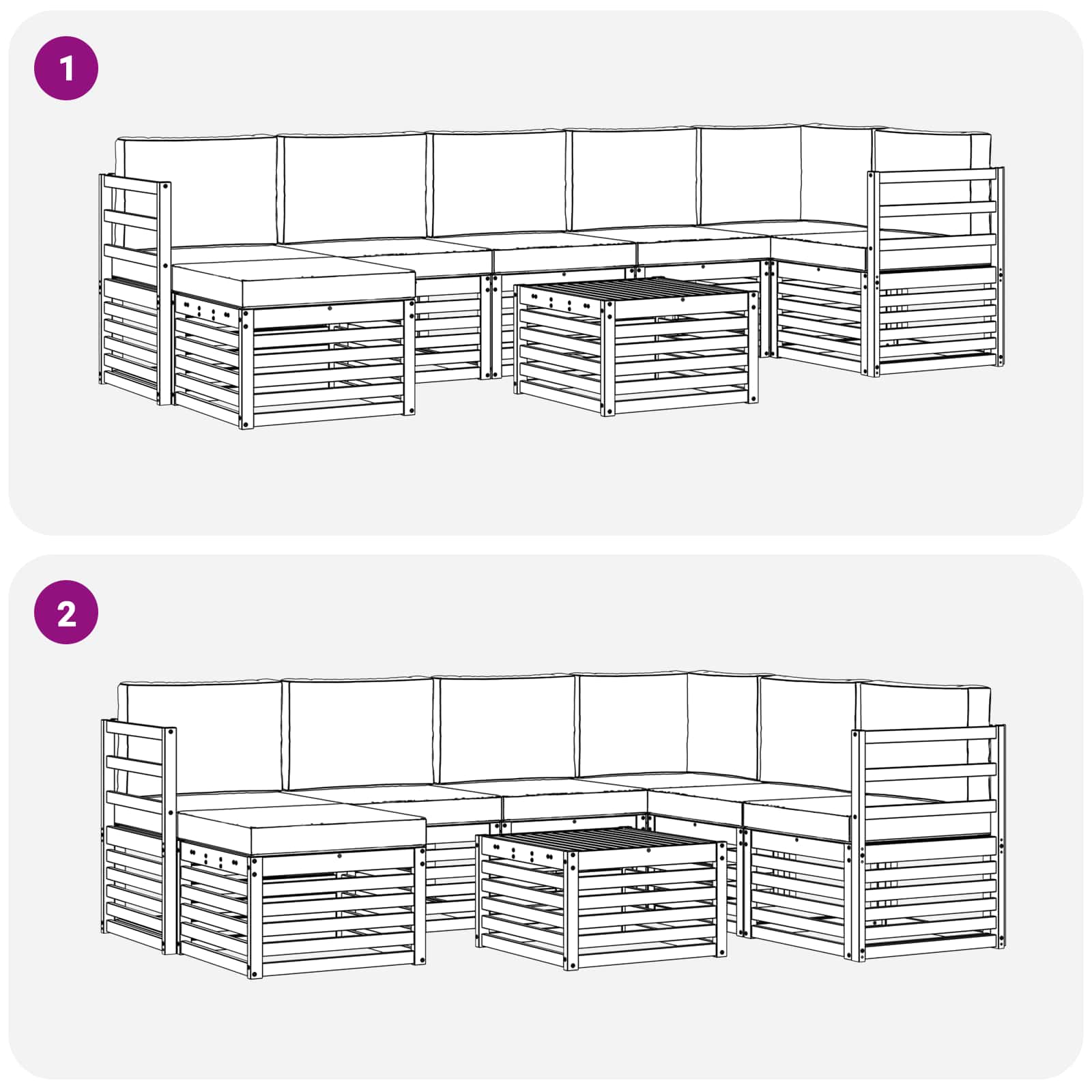 Set vanjskih sofa 8 pcs Bijela i svjetlosiva 59 x 59 x 37 cm