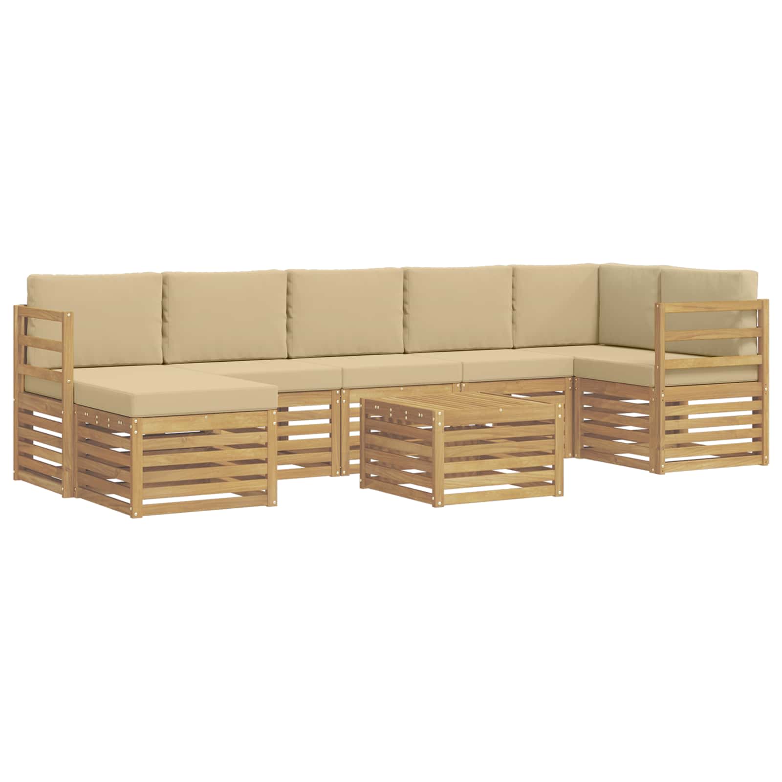 Set vanjskih sofa 8 pcs Bijela i bež 59 x 59 x 37 cm Poliester