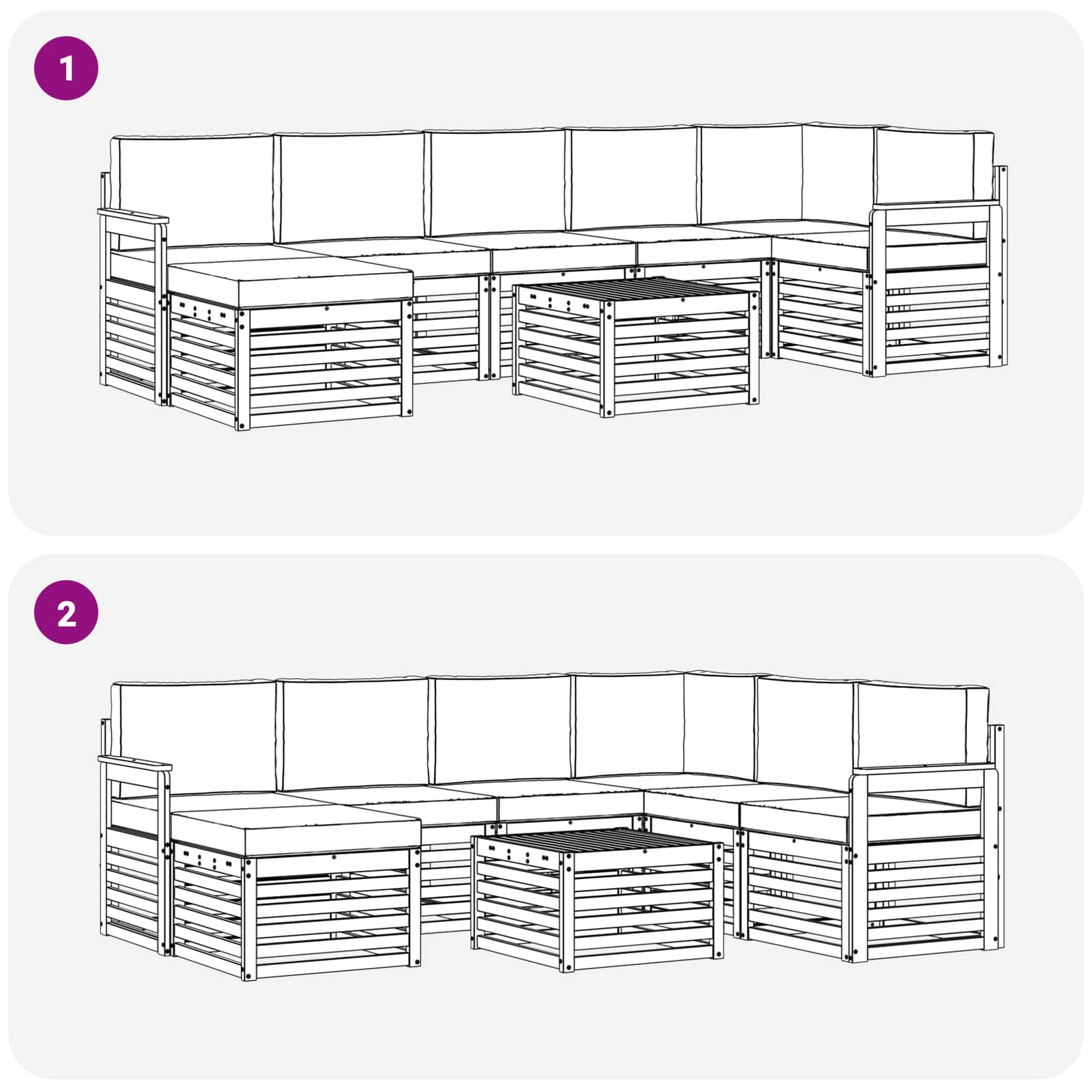 Set vanjskih sofa 7 pcs Bijela i svijetlosiva 59 x 59 x 37 cm
