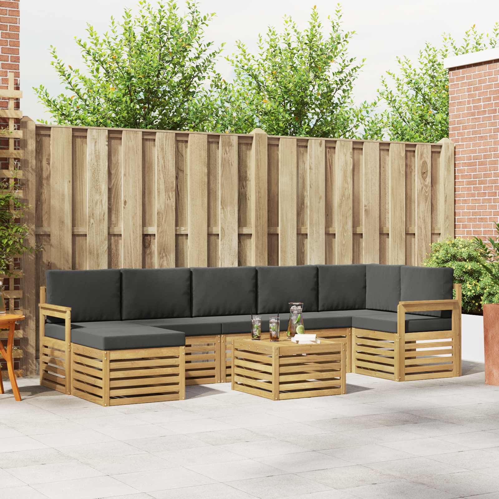 Set vanjskih sofa 8 pcs Bijela i antracit 59 x 59 x 37 cm