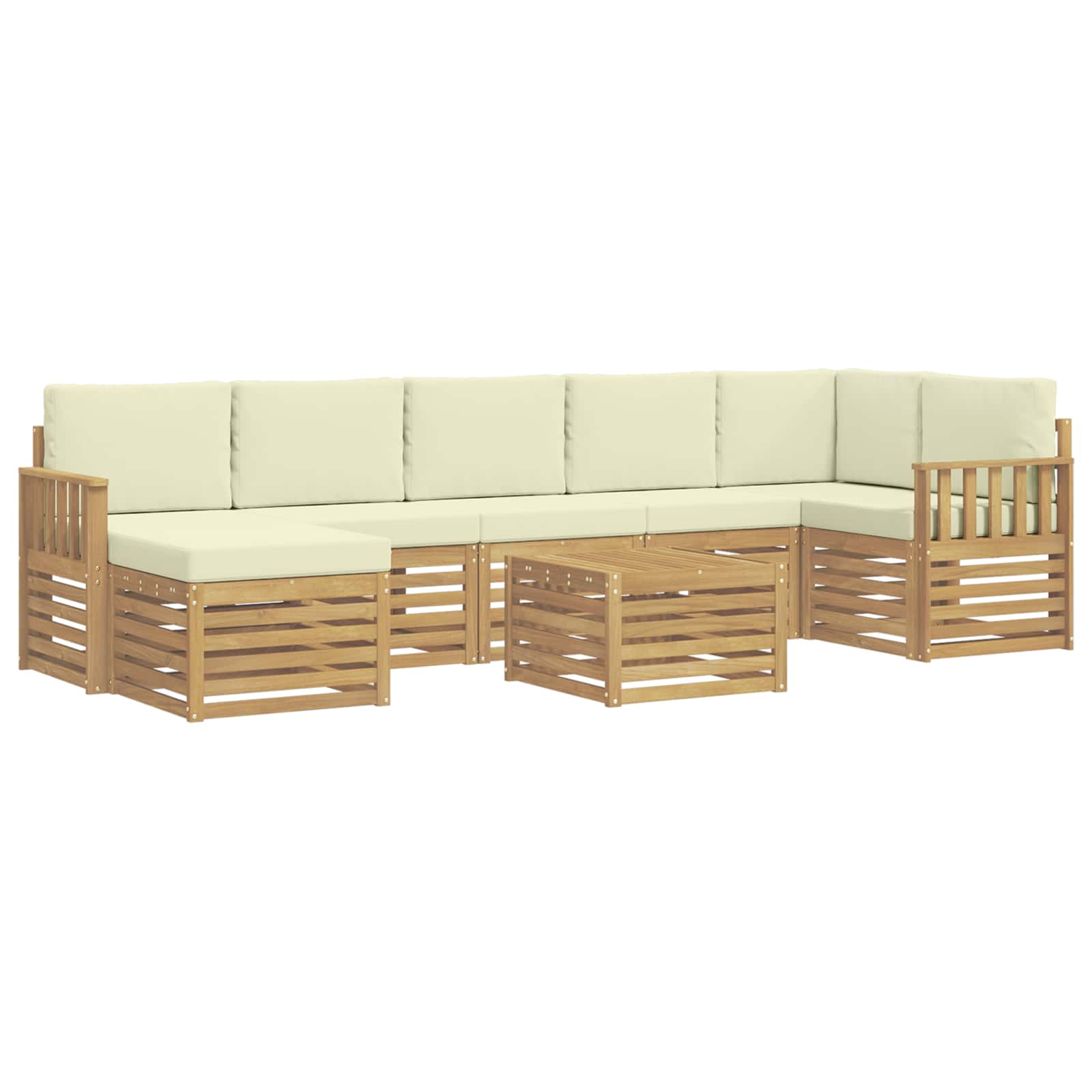 Set vanjskih sofa 8 pcs Bijela i krem 59 x 59 x 37 cm Poliester