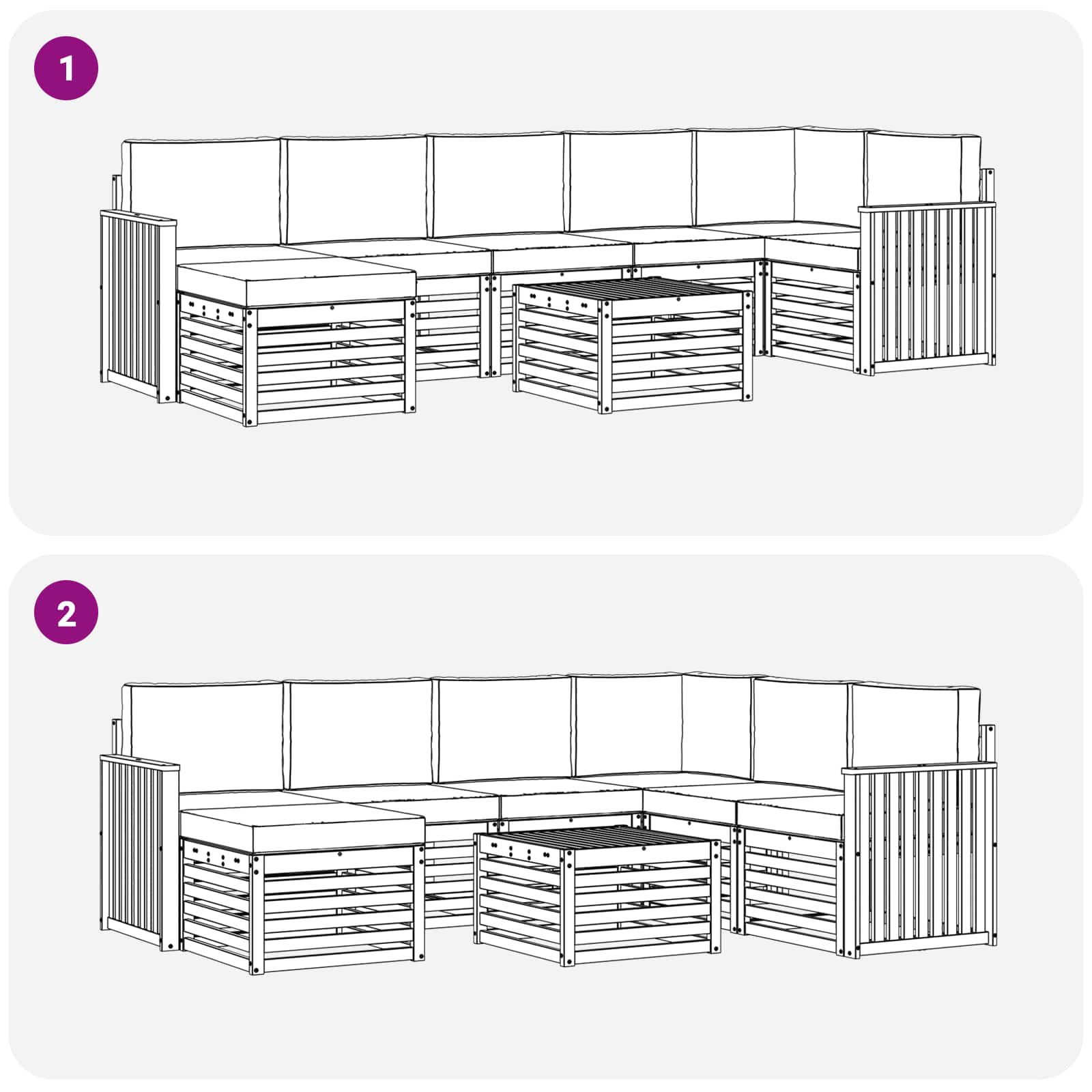 Set vanjskih sofa 8 pcs Bijela i antracit 59 x 59 x 37 cm