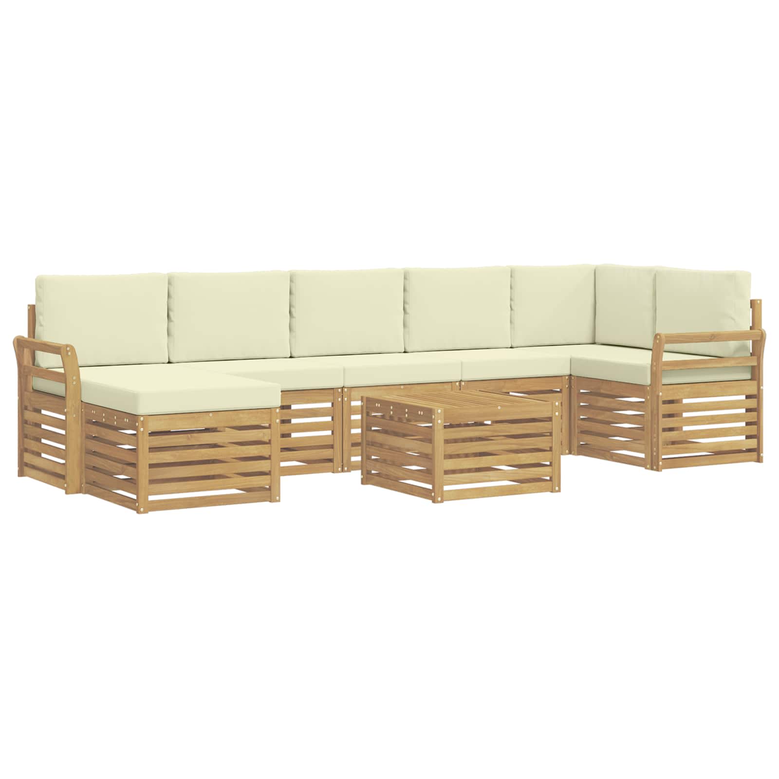 Set vanjskih sofa 8 pcs Bijela i krem 59 x 59 x 37 cm Poliester