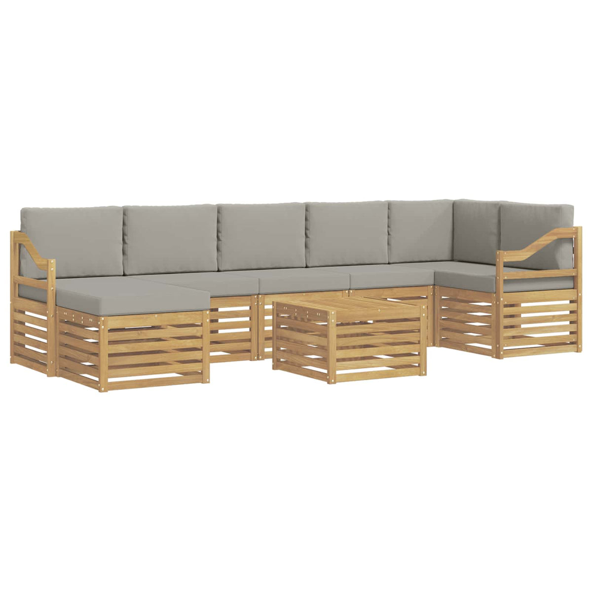 Set vanjskih sofa 8 kom. Bijela i svjetlosiva Poliester