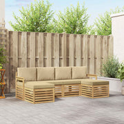 Set vanjskih sofa 5 pcs Bijela i Bež 249 x 122,5 x 73 cm