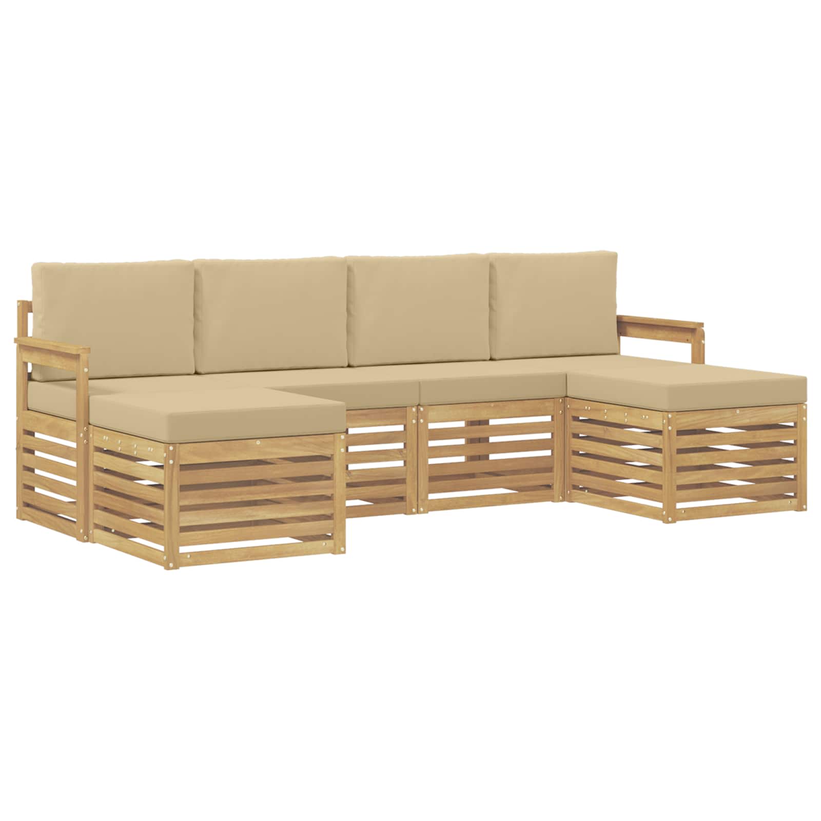 Set vanjskih sofa 5 pcs Bijela i Bež 249 x 122,5 x 73 cm