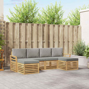 Set vanjskih sofa 6 kom. Bijela i svjetlosiva Poliester Smeđa 253 x 122,5 x 73 cm
