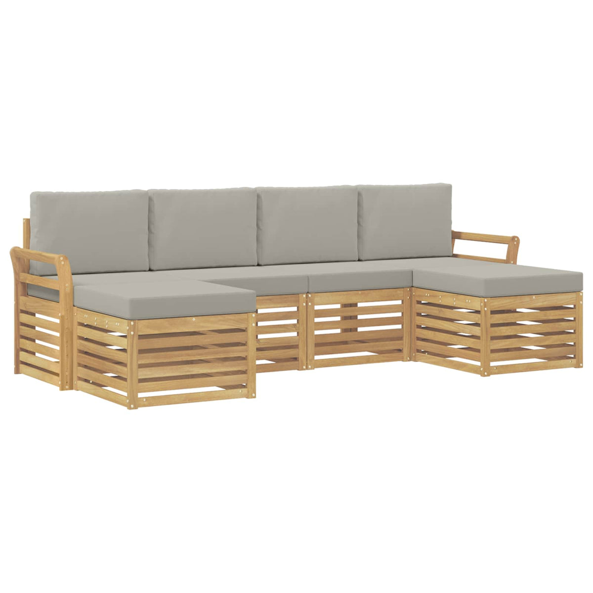 Set vanjskih sofa 6 kom. Bijela i svjetlosiva Poliester Smeđa 253 x 122,5 x 73 cm