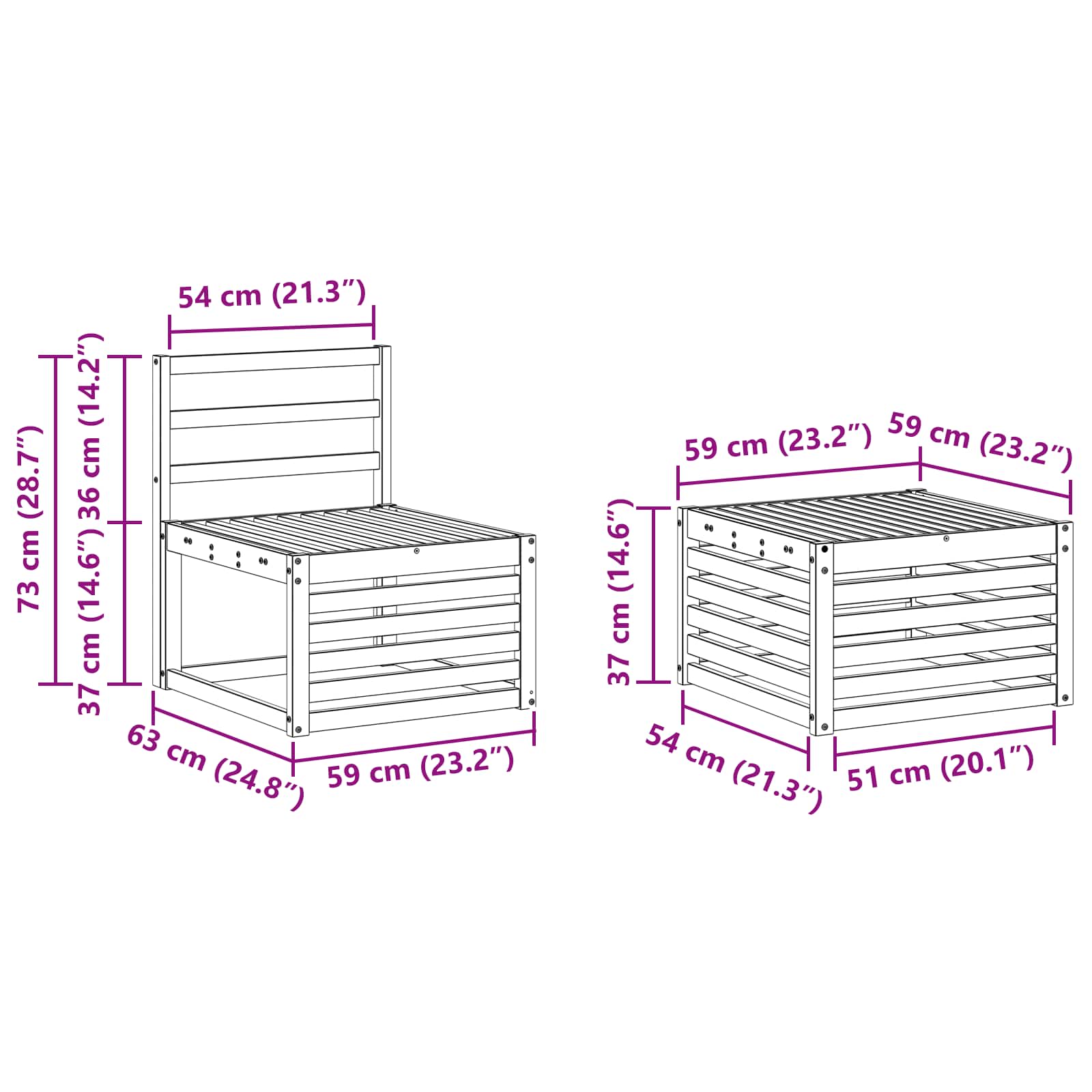 Set vanjskih sofa 6 pcs Bijela 257 x 122,5 x 73 cm