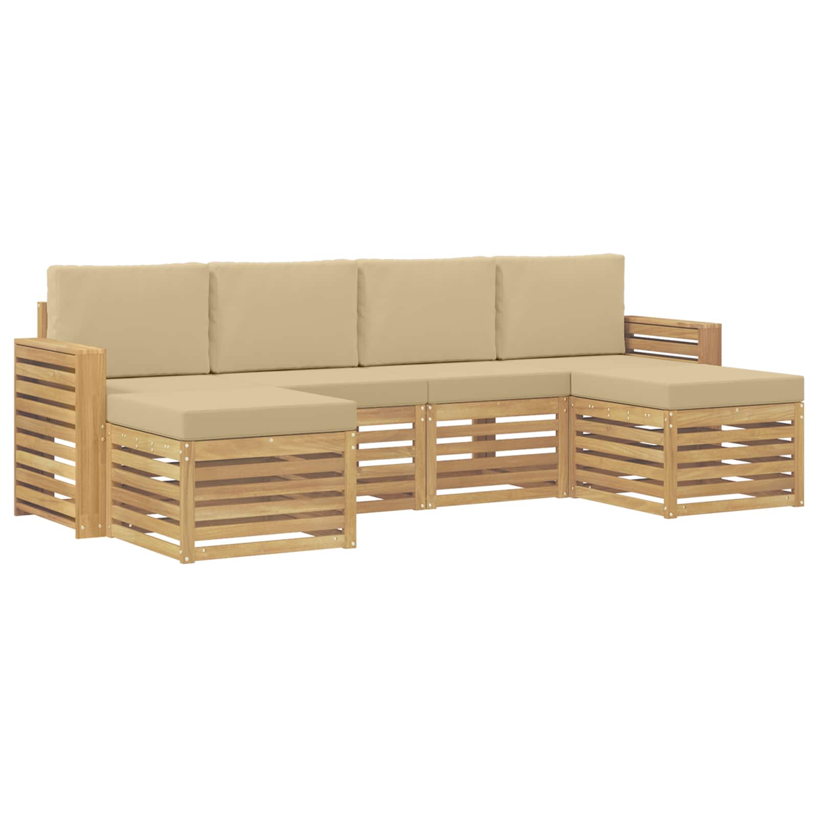 Set vanjskih sofa 6 pcs Bijela i bež 257 x 122,5 x 73 cm